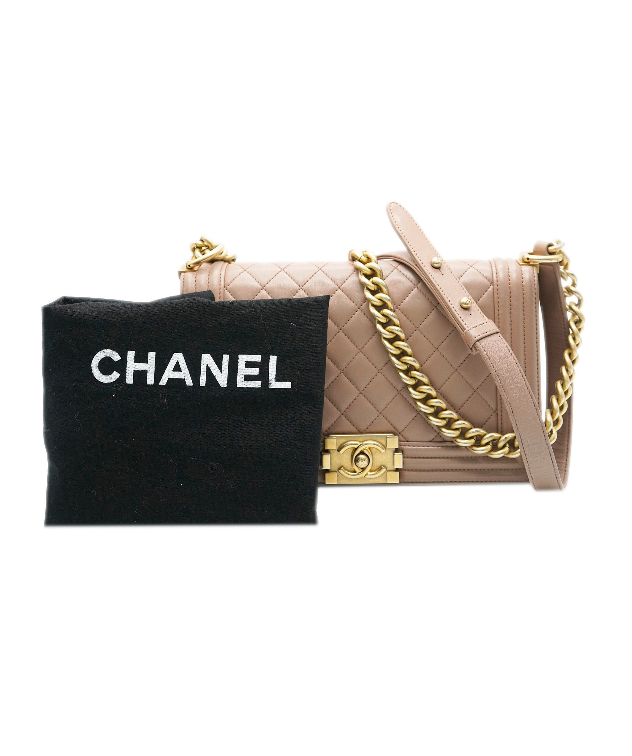 Chanel Chanel Medium Boy Bag Beige GHW  REC1685