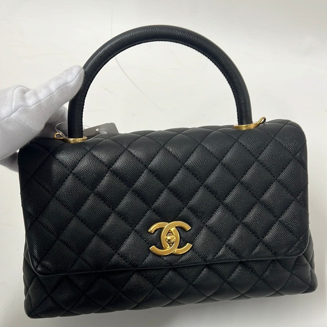 Chanel Chanel Medium Coco Handle Black Caviar GHW #24 SKCB-079960