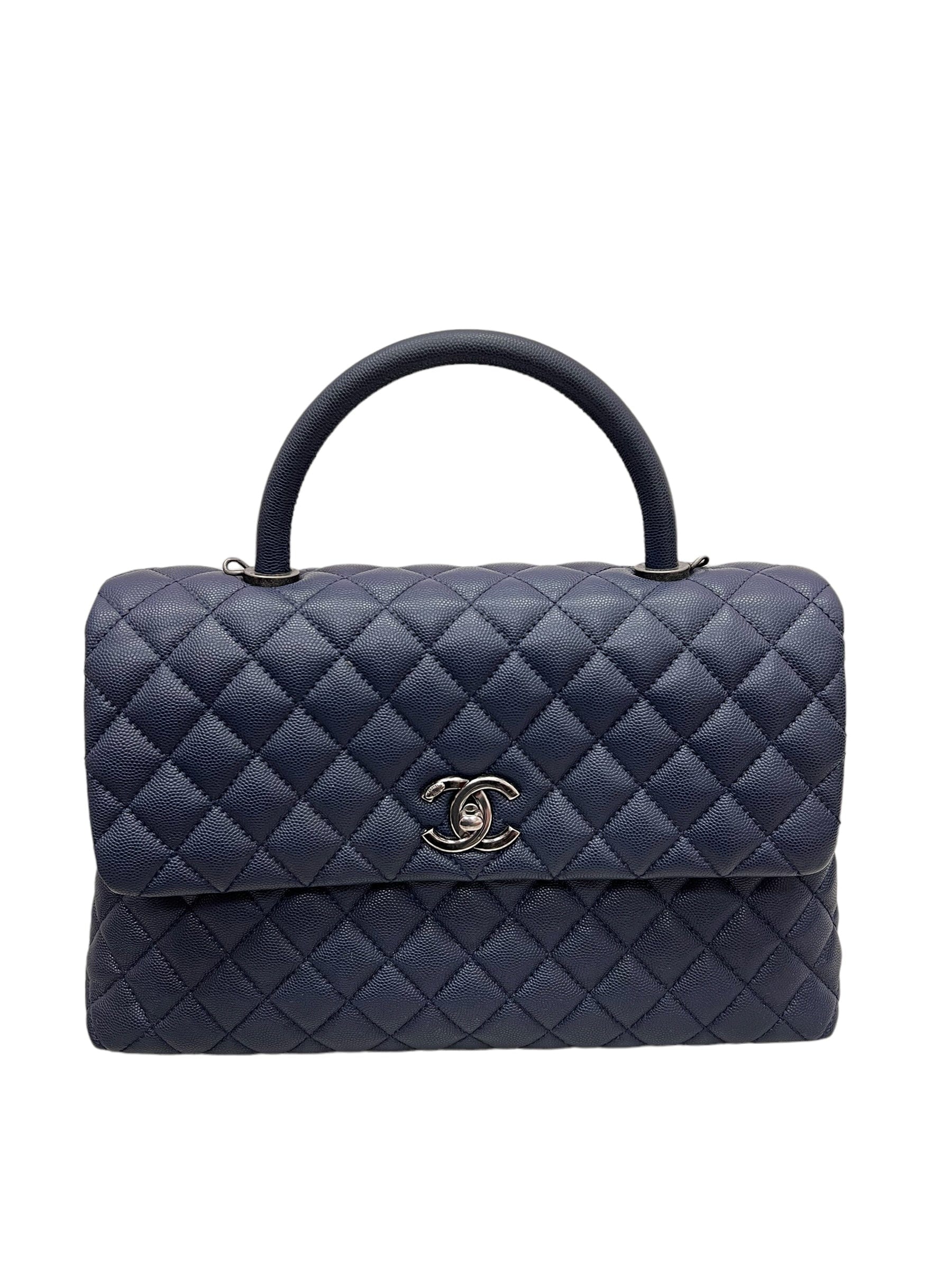 Chanel Chanel Medium Coco Handle Navy Caviar RHW #23 SYC1167