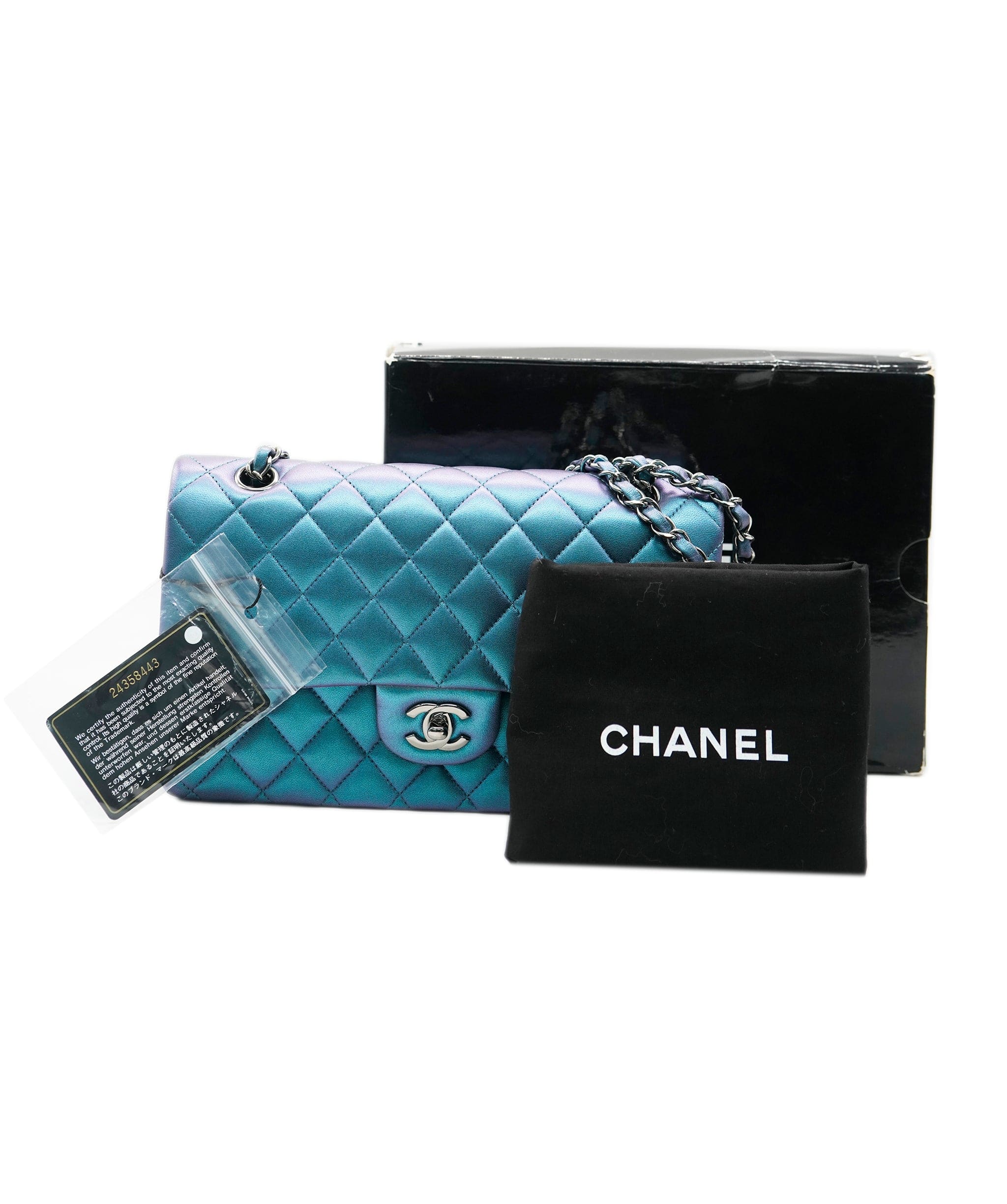 Chanel Chanel Medium Double Metallic Blue Lambskin  DXBS3739