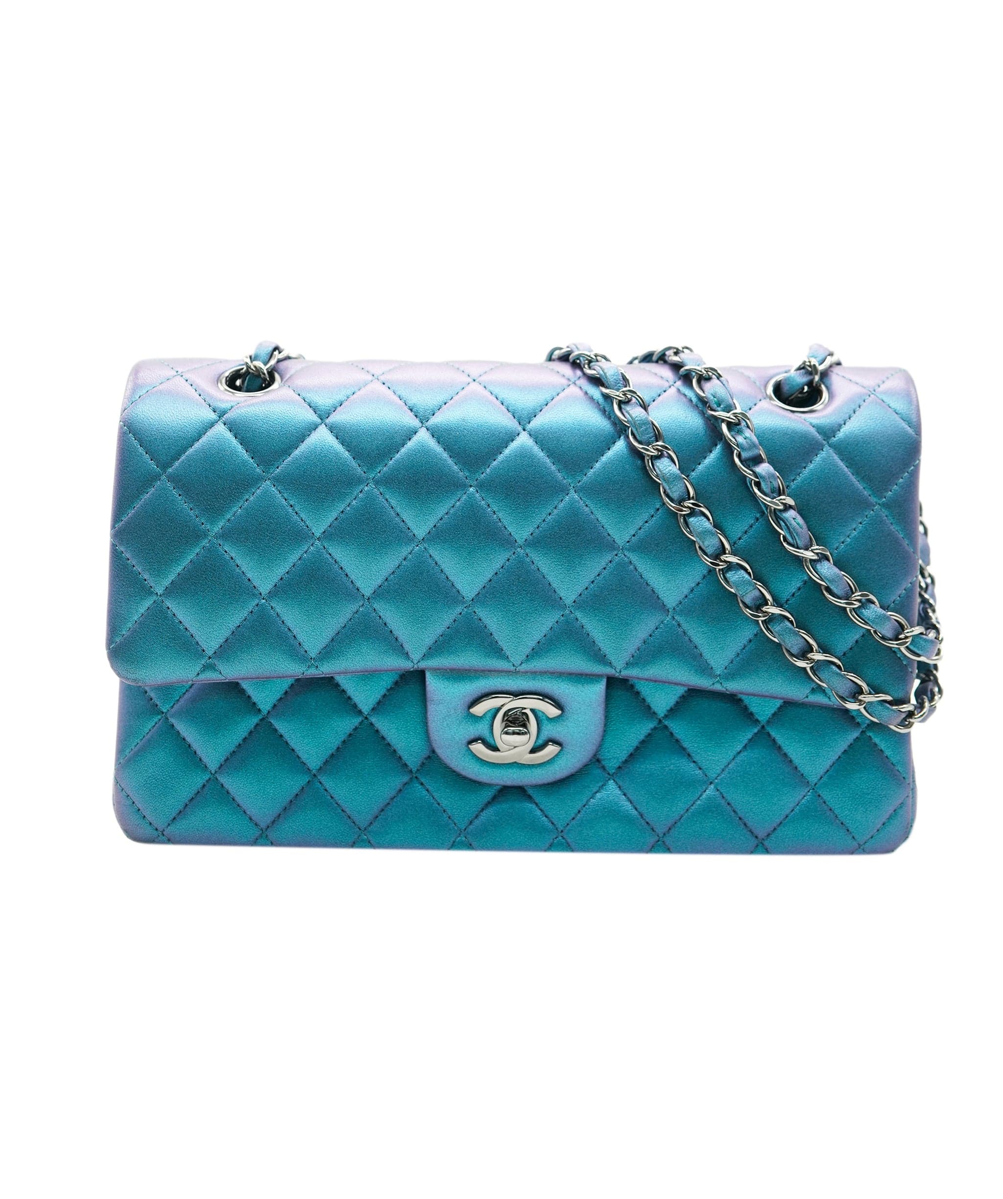 Chanel Chanel Medium Double Metallic Blue Lambskin  DXBS3739