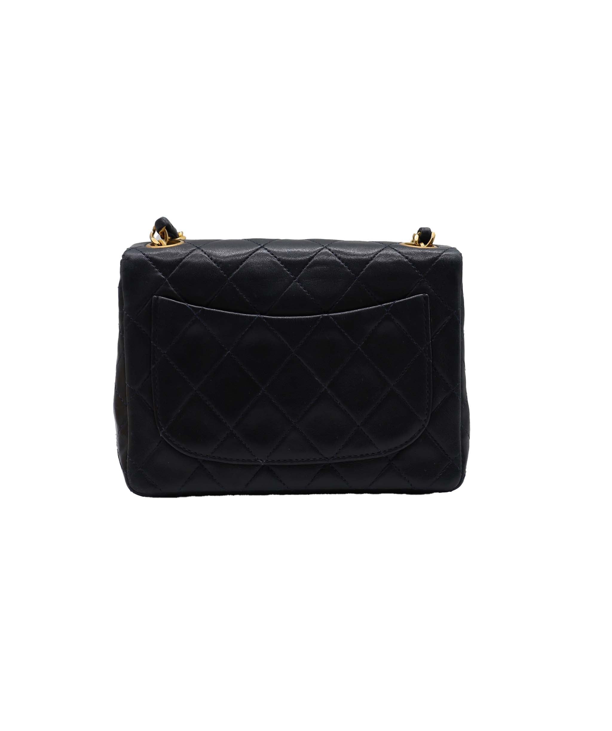 Chanel Chanel Mini 7" Square Lamb GHW Navy DXBS2349