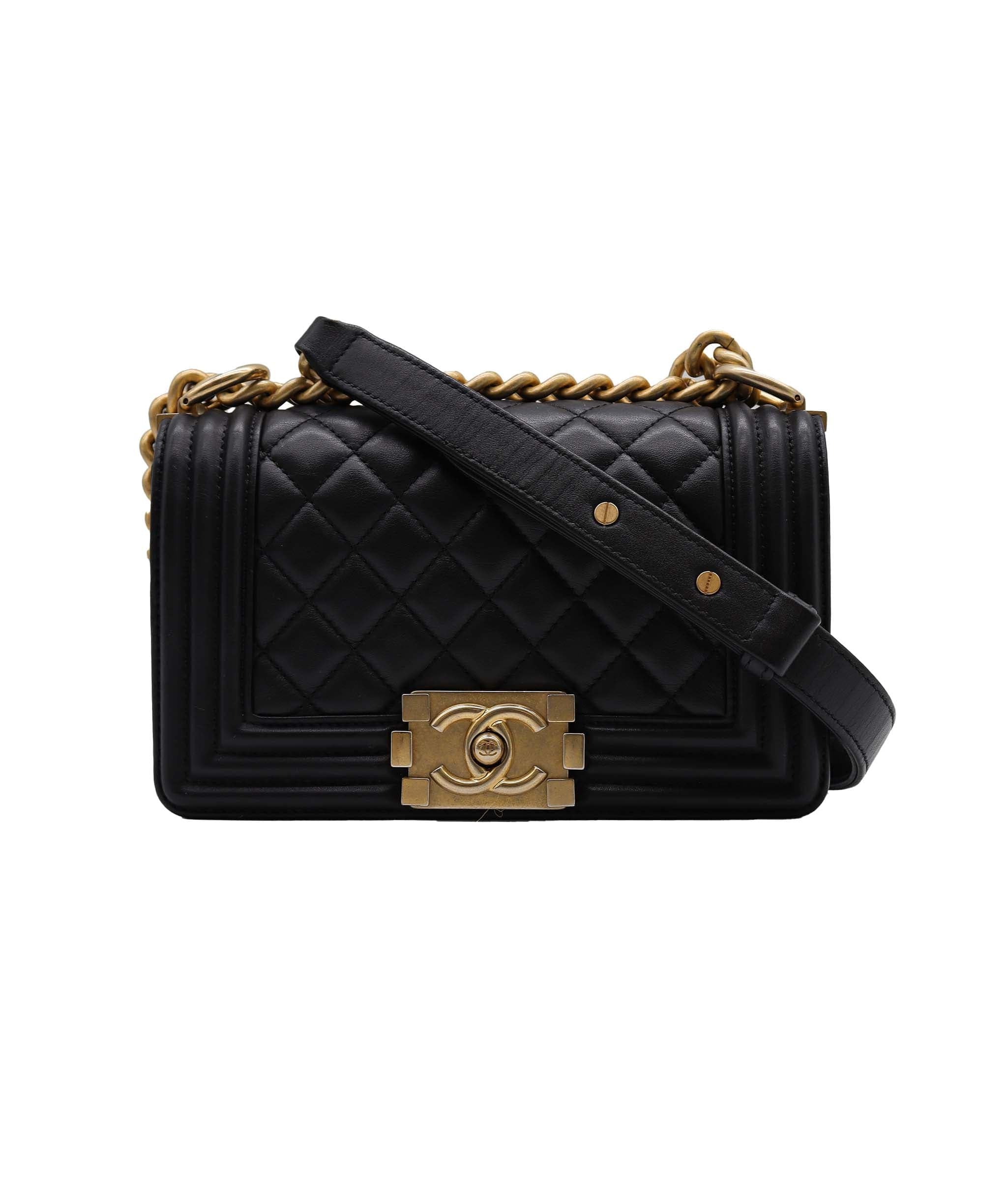 Chanel Chanel Mini 8" Boy Calf GHW Black DXBS2348