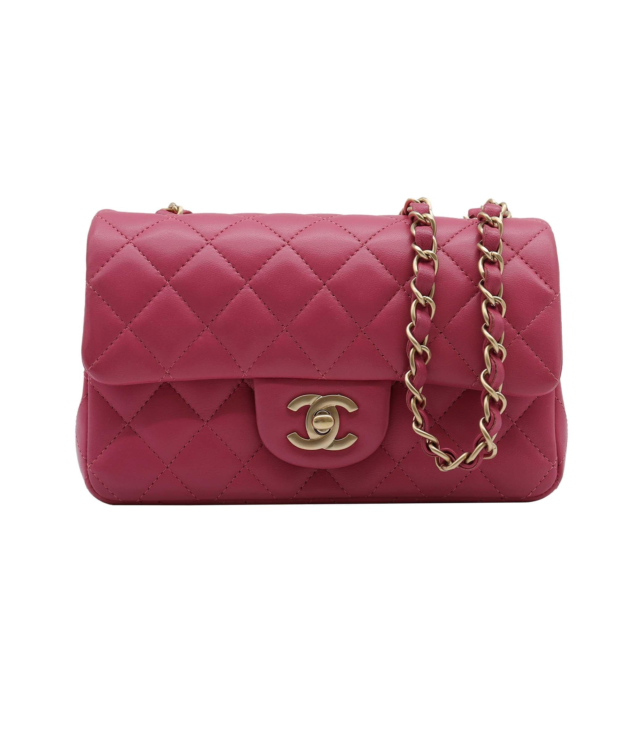 Chanel Chanel Mini 8" rec lamb GHW Hot Pink DXBS2336