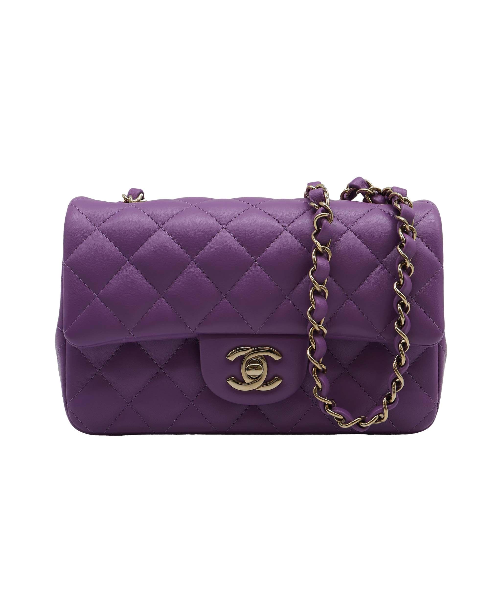 Chanel Chanel Mini 8" rec lamb GHW Purple DXBS2335