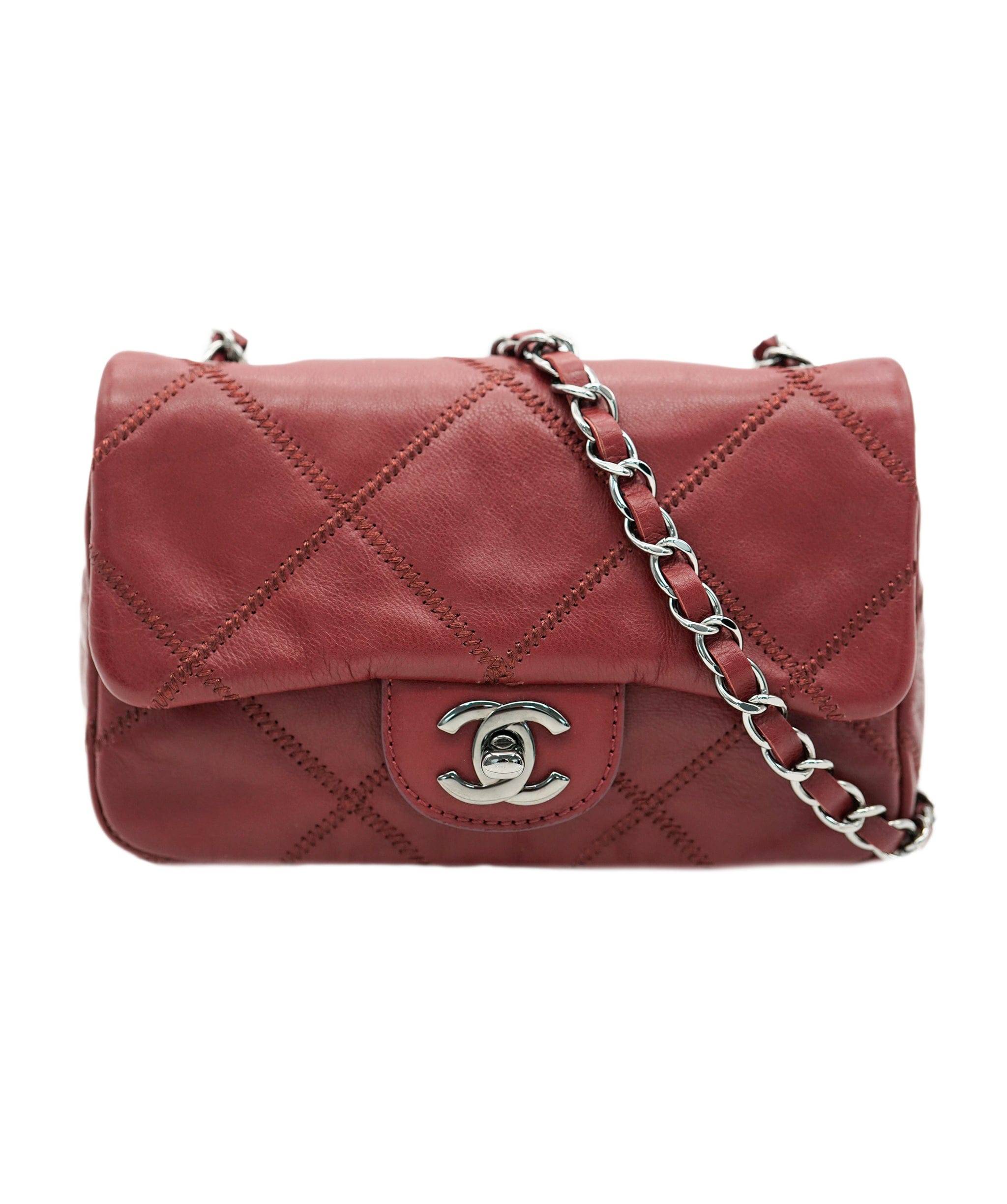 Chanel Chanel Mini Flap Rectangle Burgundy Bag  ALL0857