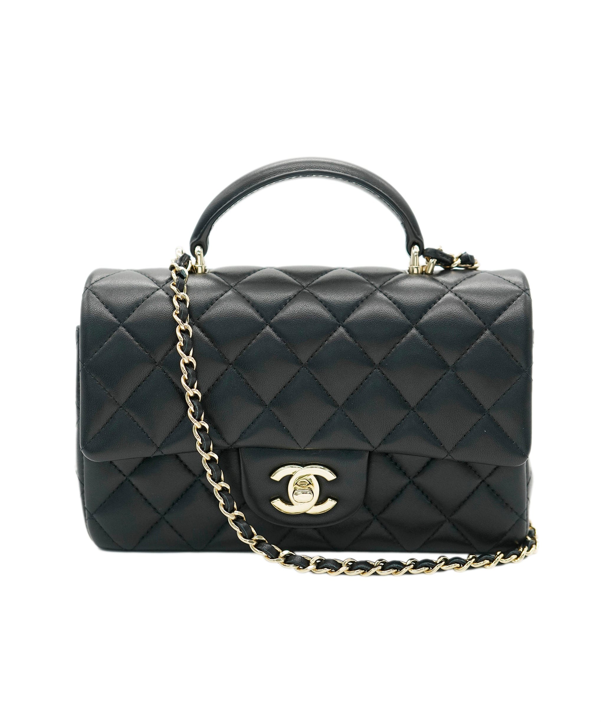 Chanel Chanel Mini Rectangle Black Champagne gold Hardware ALL0729