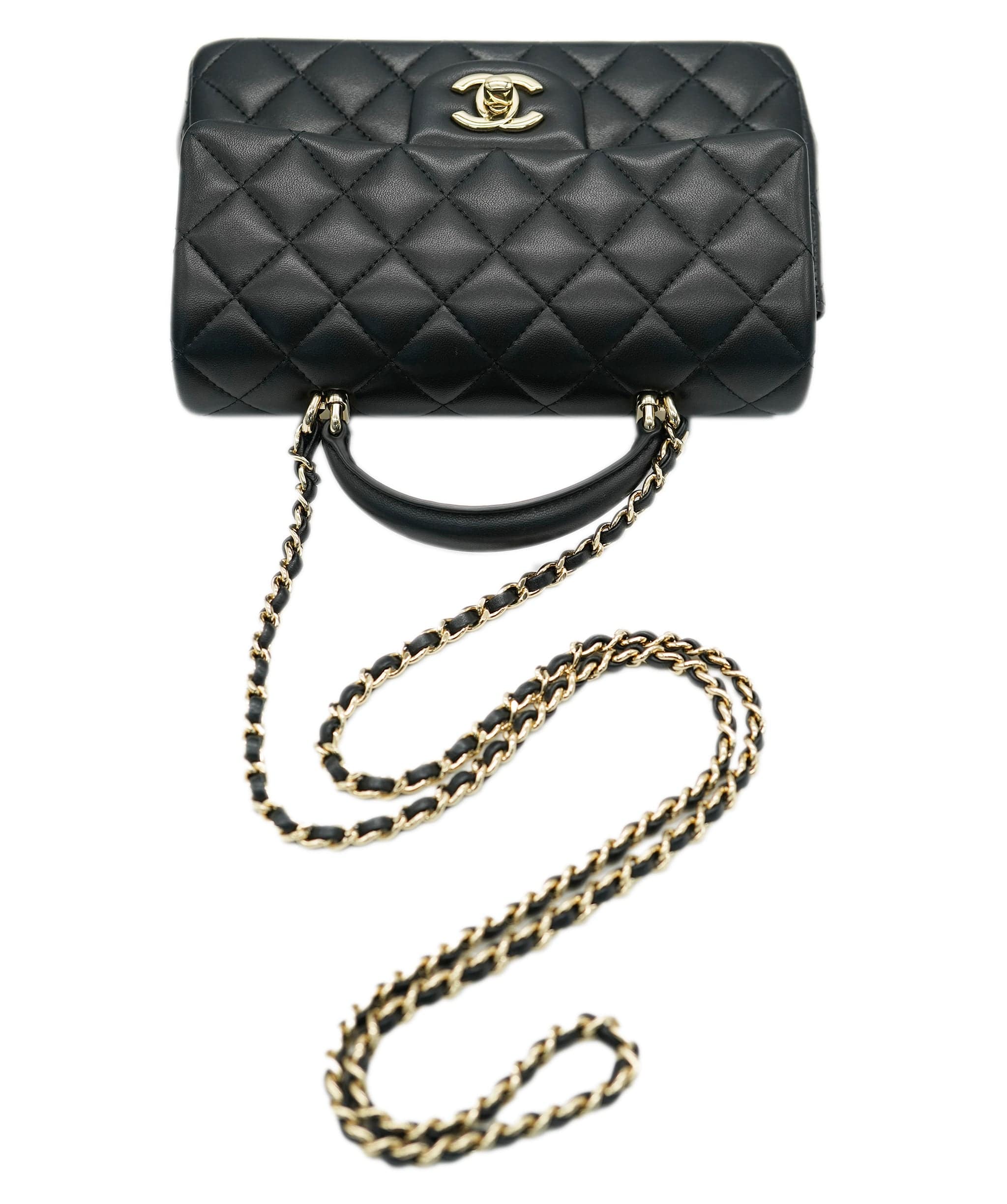 Chanel Chanel Mini Rectangle Black Champagne gold Hardware ALL0729