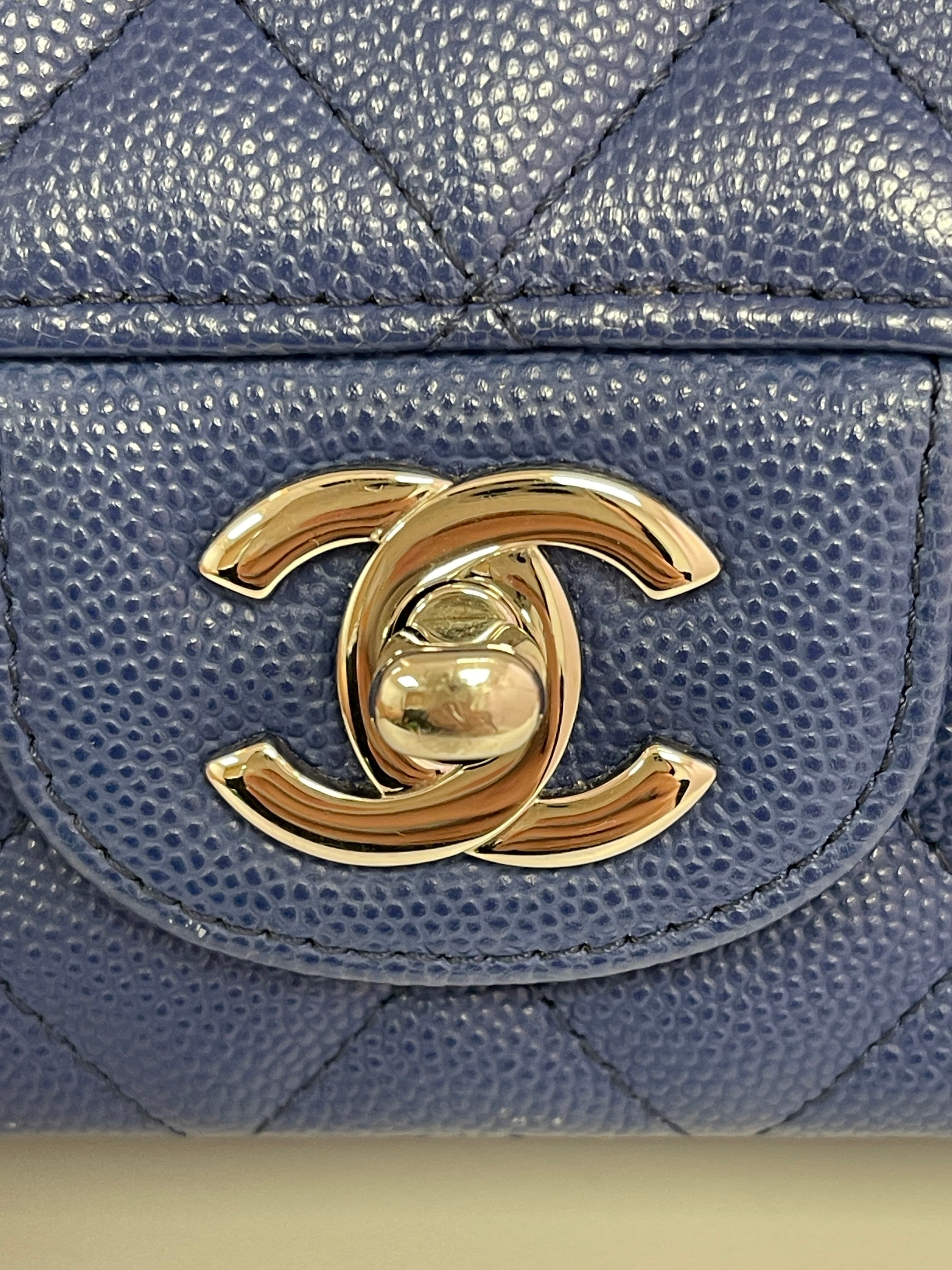 Chanel Chanel Mini Rectangle Blue Caviar SHW #25 SKC1328