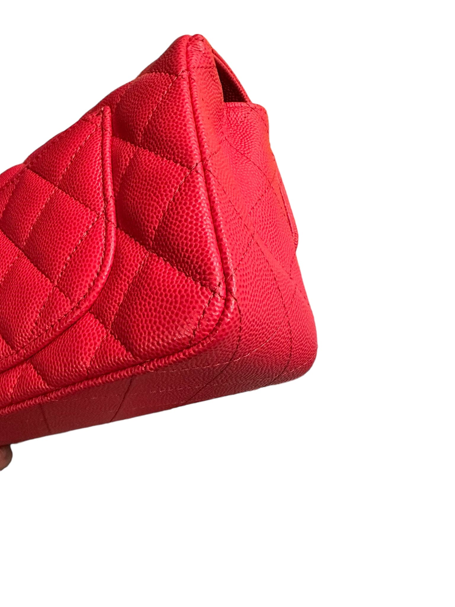 Chanel Chanel Mini Rectangle Bright Red Caviar SHW SKC1329