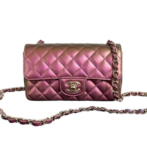 Chanel Mini rectangular iridescent purple calfskin