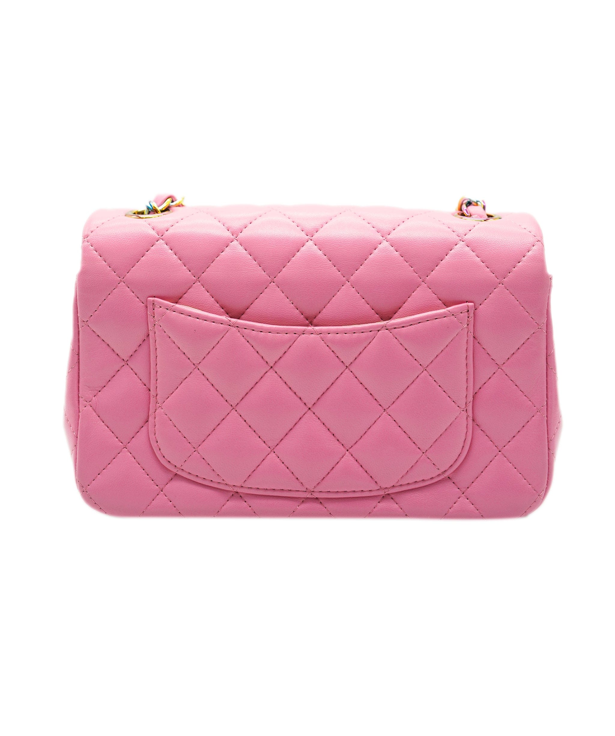 Chanel Chanel mini rectangle pink classic bag w/ iridescent clasp AVC1956