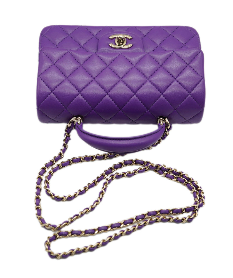Chanel Mini Rectangle Top Handle Purple Lambskin LGHW ASL8676