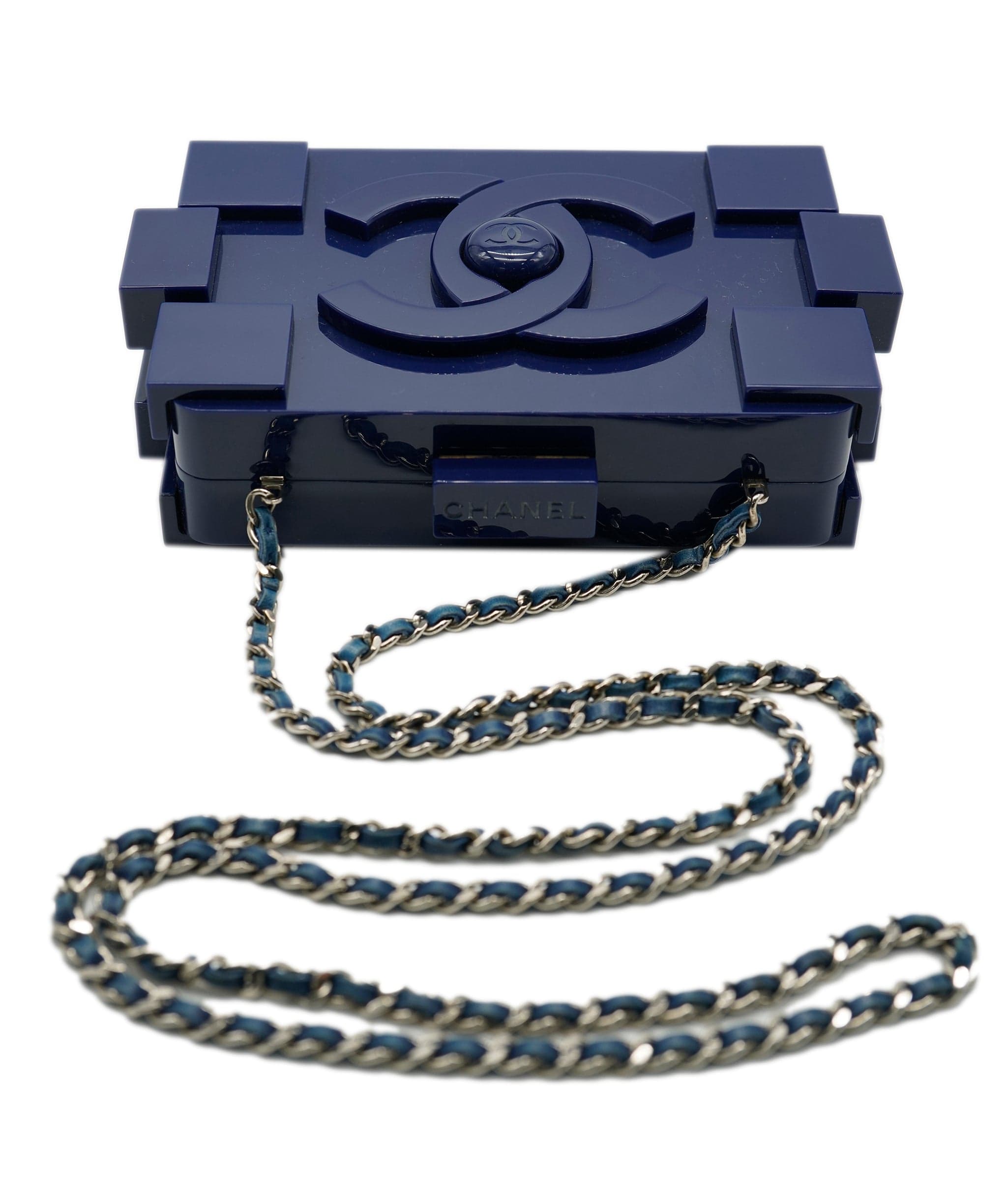 Chanel Chanel Navy Blue Plexiglass Boy Brick Lego Clutch AVL1444