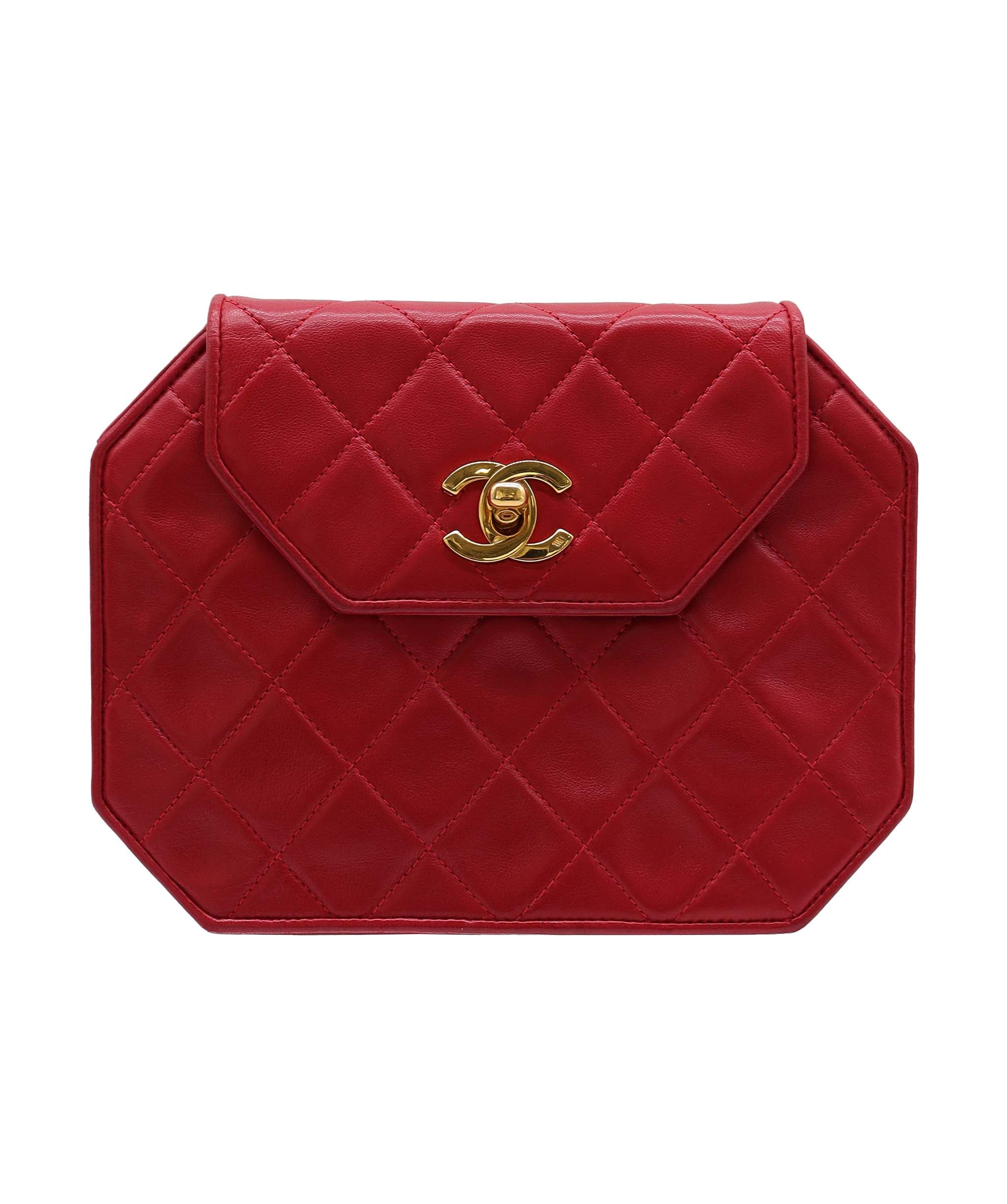 Chanel Chanel Octagon Flap B Red Lambskin C25012096 ASC5860