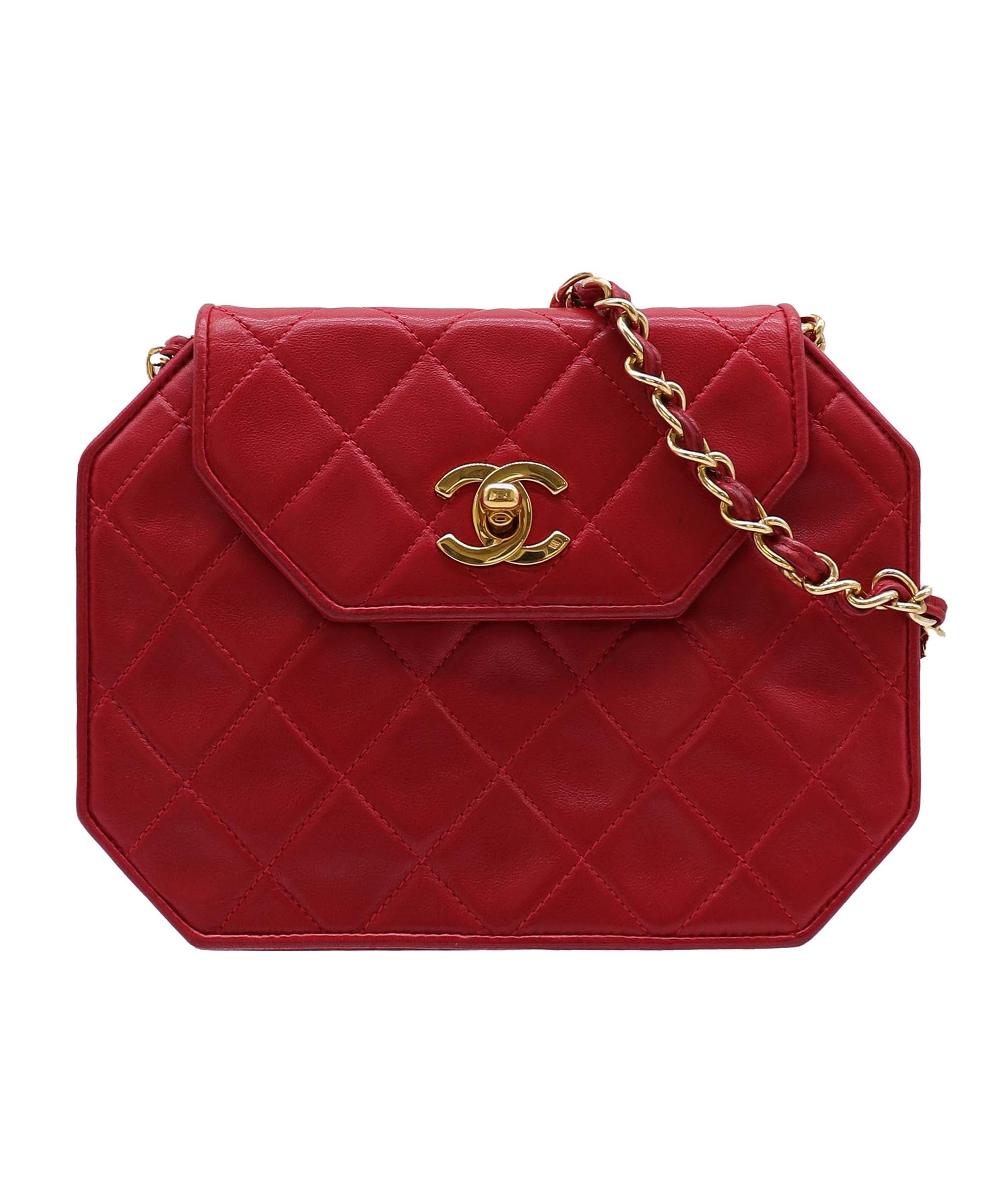 Chanel Chanel Octagon Flap B Red Lambskin C25012096 ASC5860