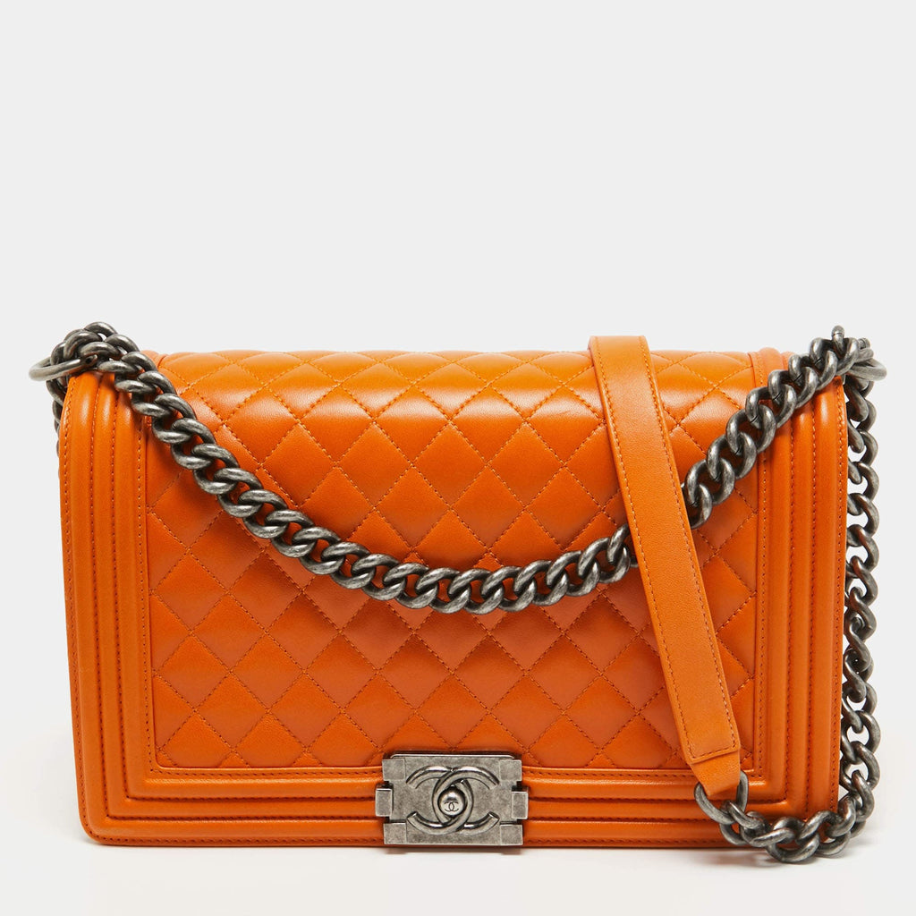 Orange chanel deals boy bag