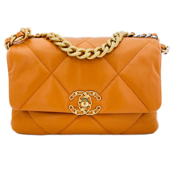 East West Flap Bag in Caviar Beige Leather with GHW