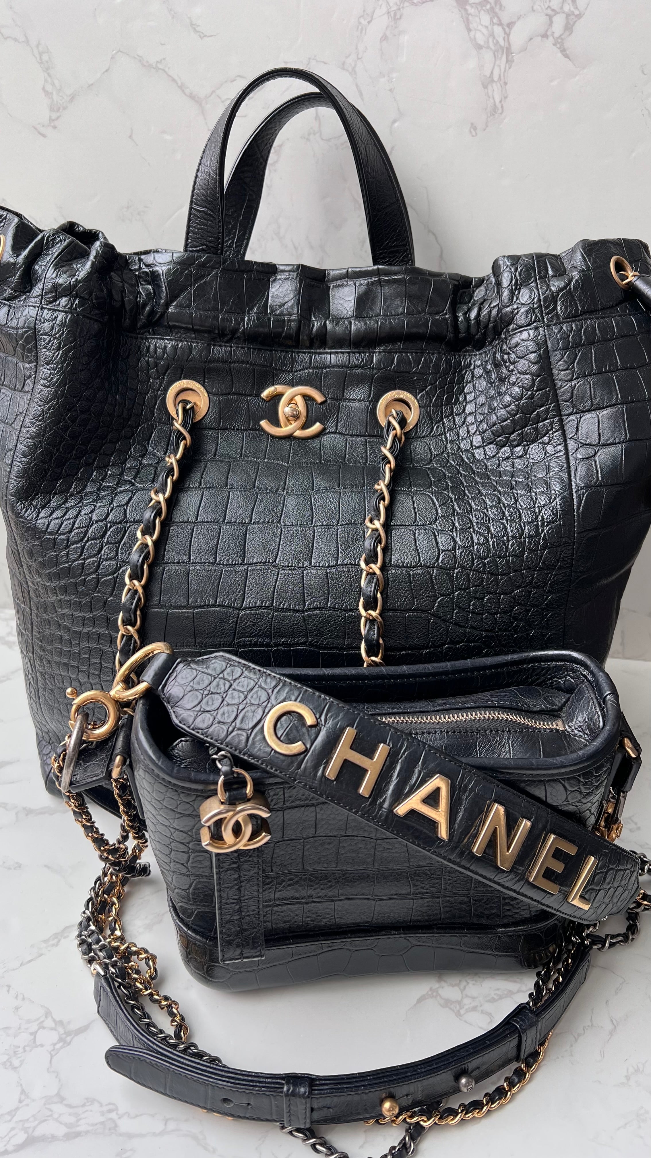 Chanel Chanel PARIS-NEW YORK Shopping Tote Black