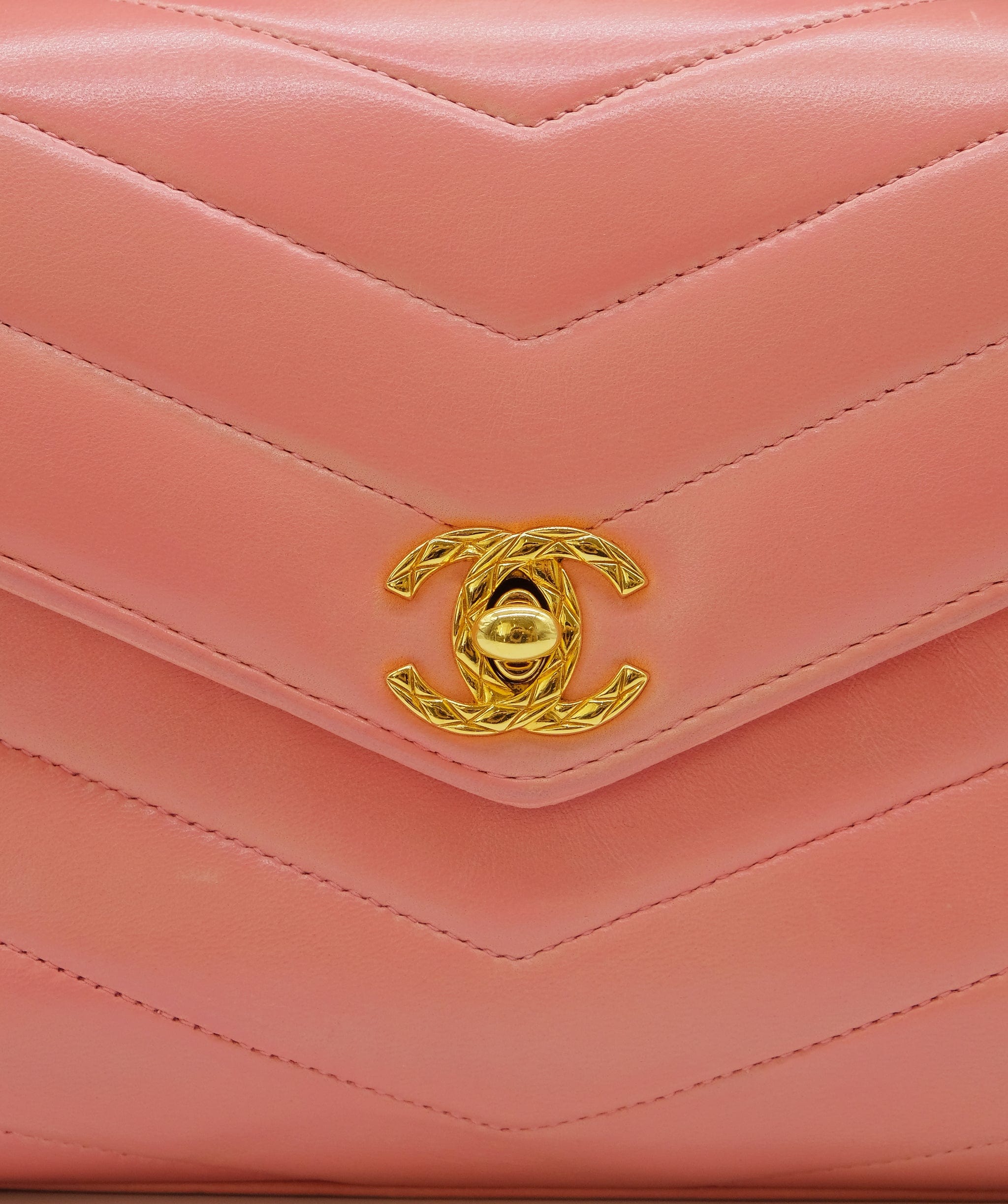 Chanel Chanel Pink Lambskin Chevron Flap B Pink Lambskin ASC5270