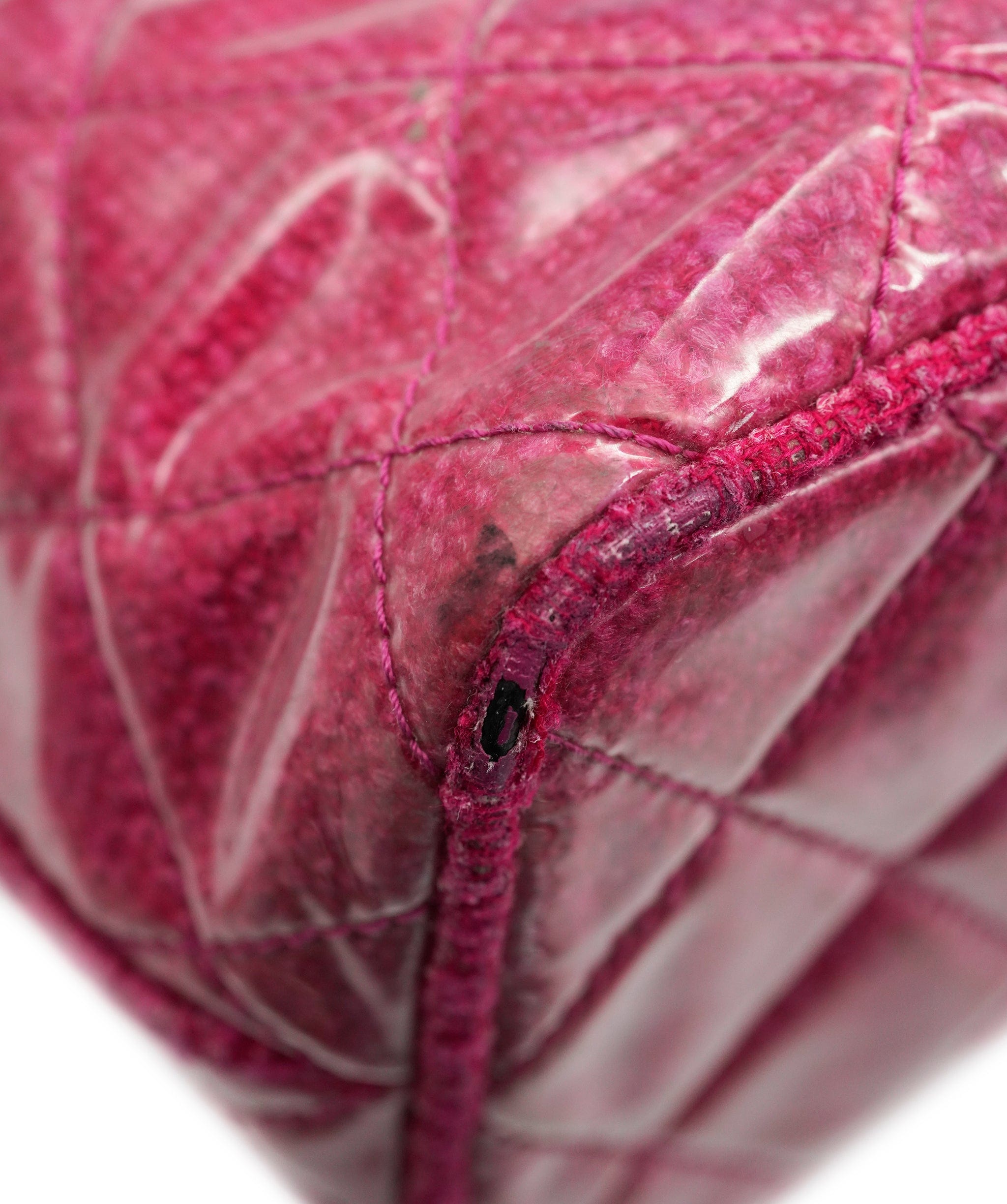 Chanel Chanel Pink Vinyl Quilted Funny Tweed Tote Bag SHW AGC2199