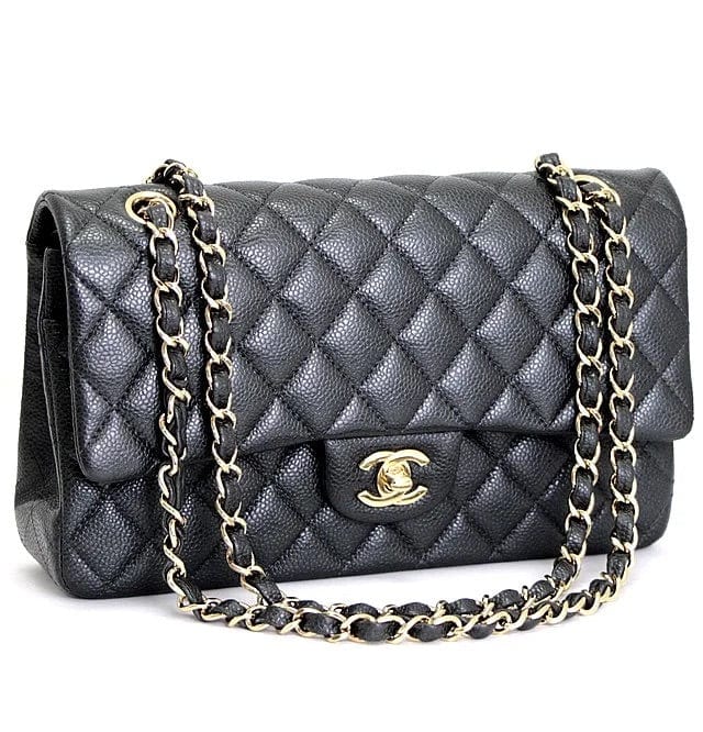 Chanel CHANEL Quilted Caviar Classic 25 Medium Double Flap Bag Dark Gray #64165 - AJC0594