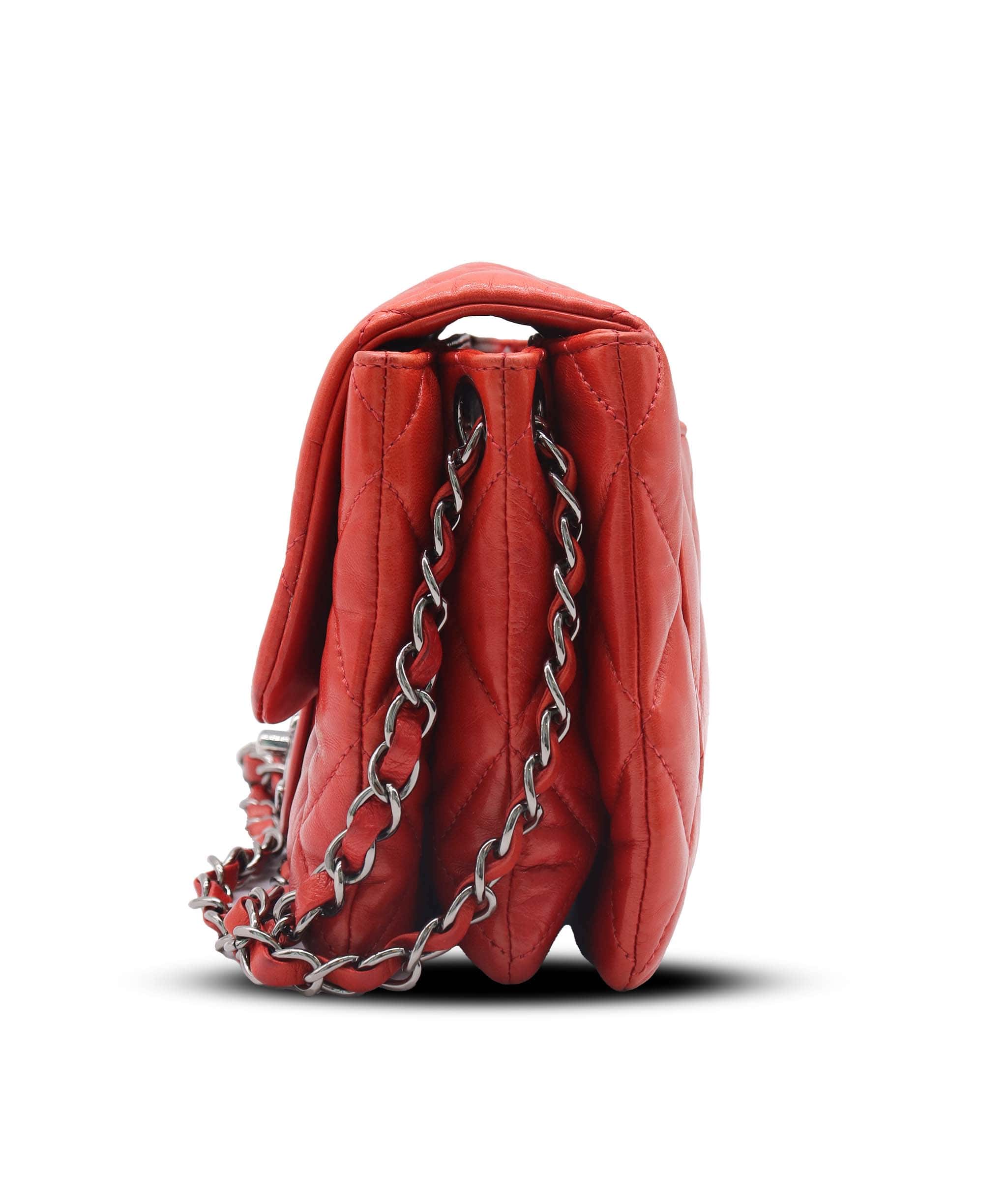 Chanel CHANEL  QUILTED LAMBSKIN FLAP RED  ASC7286