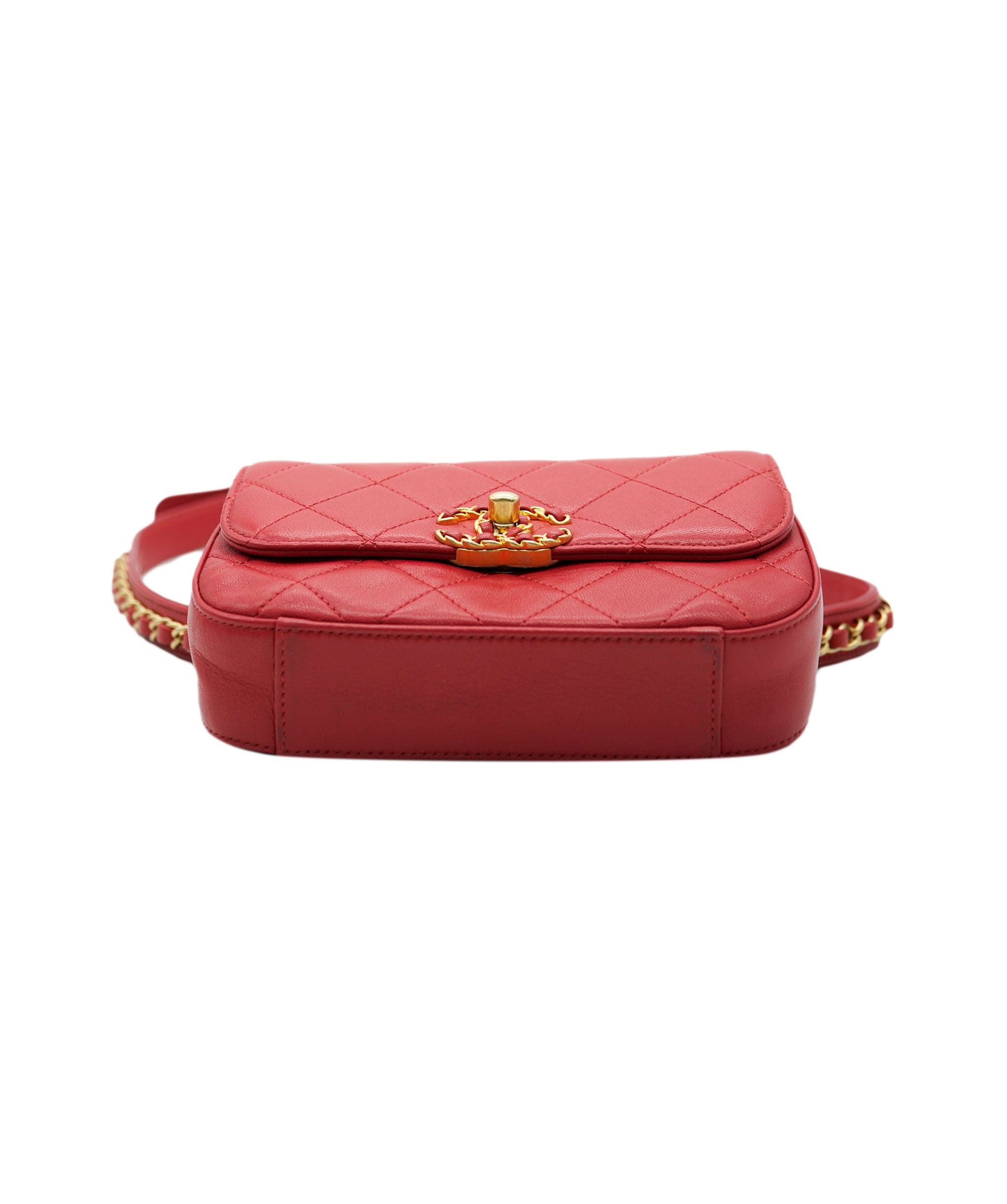 Chanel Chanel Quilted Lambskin Red Infinity Waist Belt Bag ALC1984