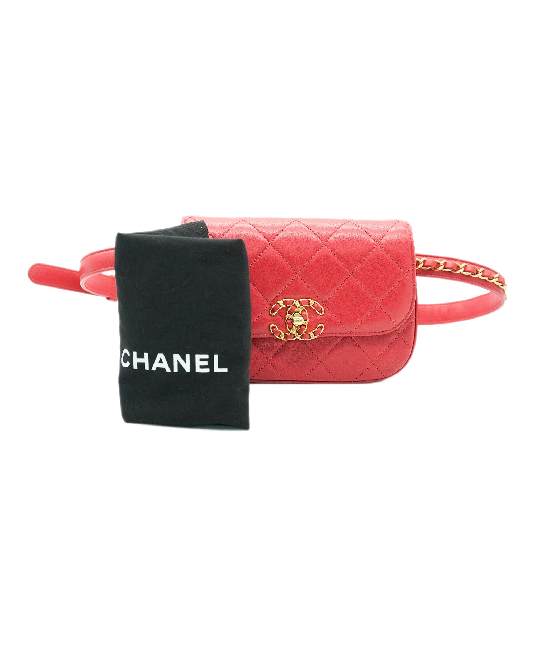Chanel Chanel Quilted Lambskin Red Infinity Waist Belt Bag ALC1984