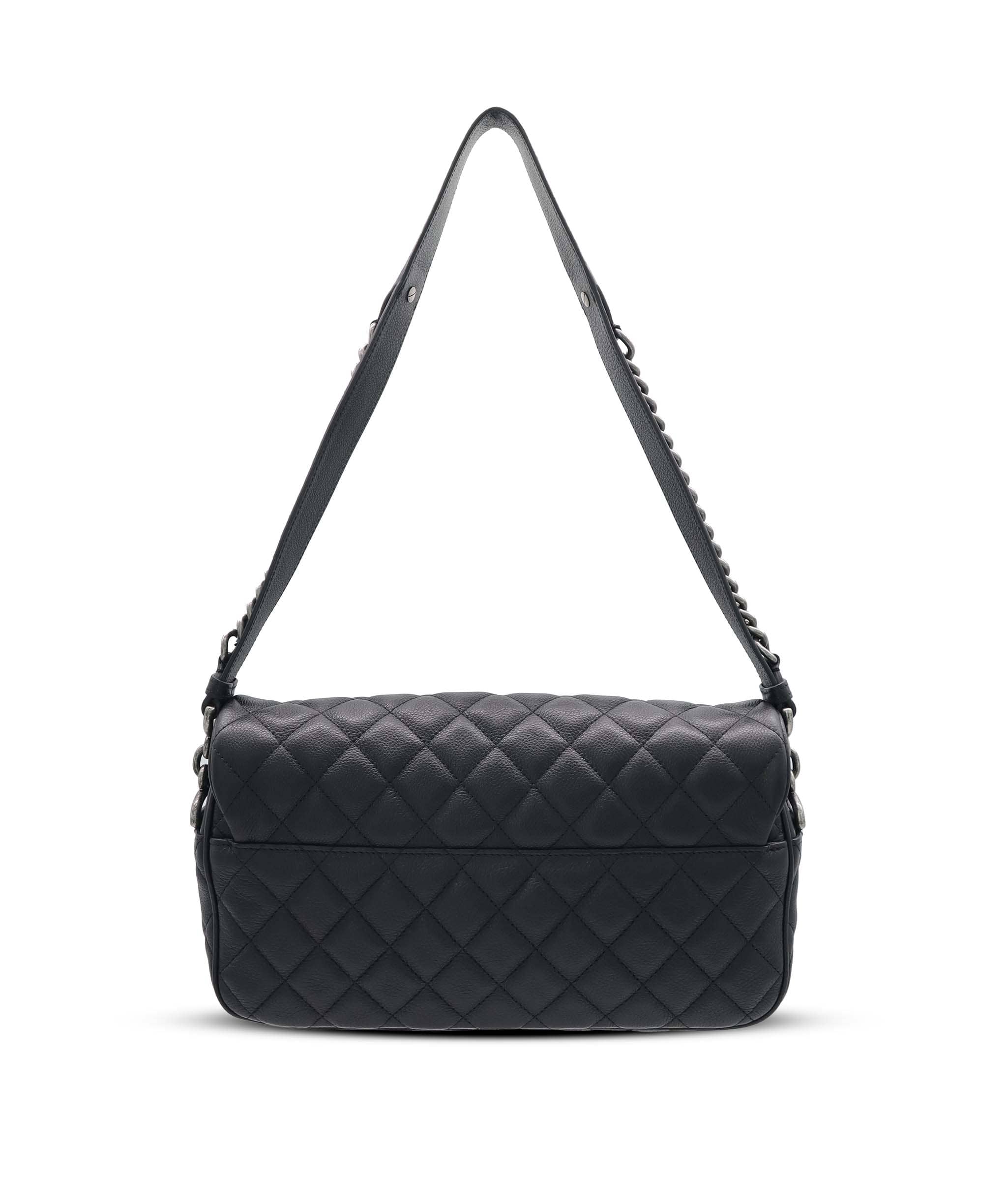 Chanel CHANEL QUILTED LEATHER LARGE BLACK CAVIAR CASUAL ROCK FLAP BAG AGC3777
