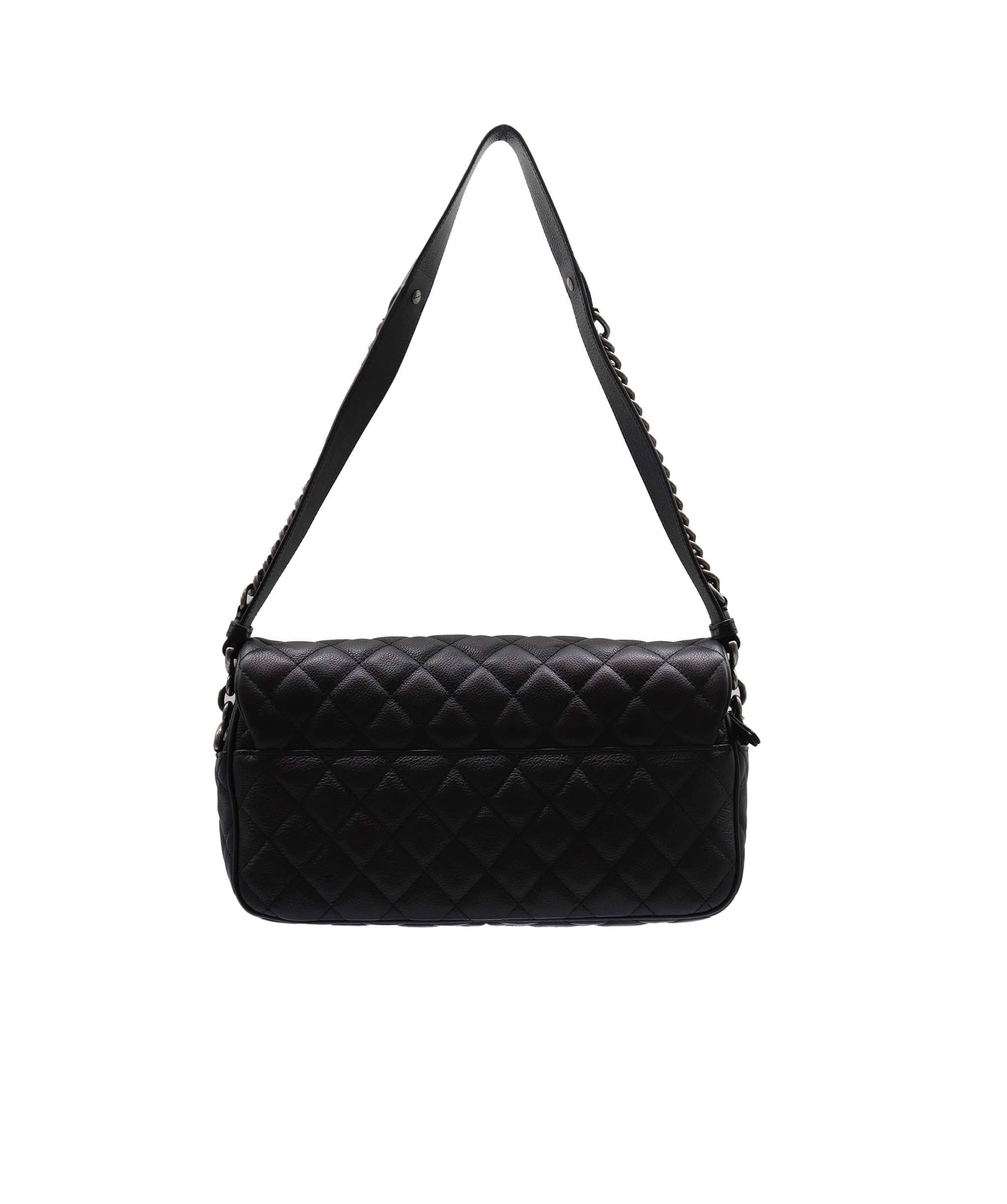Chanel CHANEL QUILTED LEATHER LARGE BLACK CAVIAR CASUAL ROCK FLAP BAG RJC4442