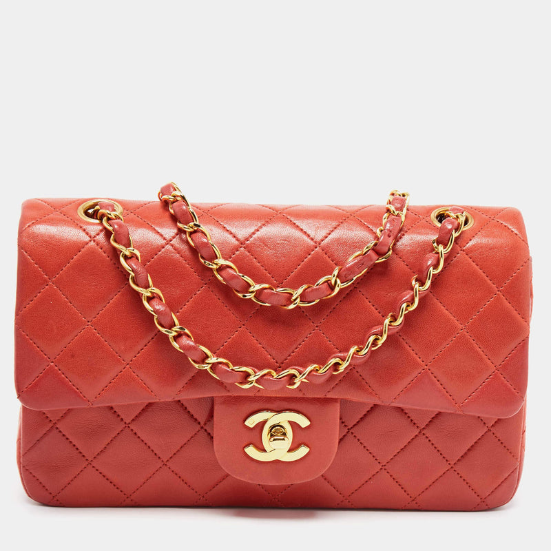 Chanel Red Quilted Lambskin Leather Small Classic Double Flap Bag ASCL –  LuxuryPromise