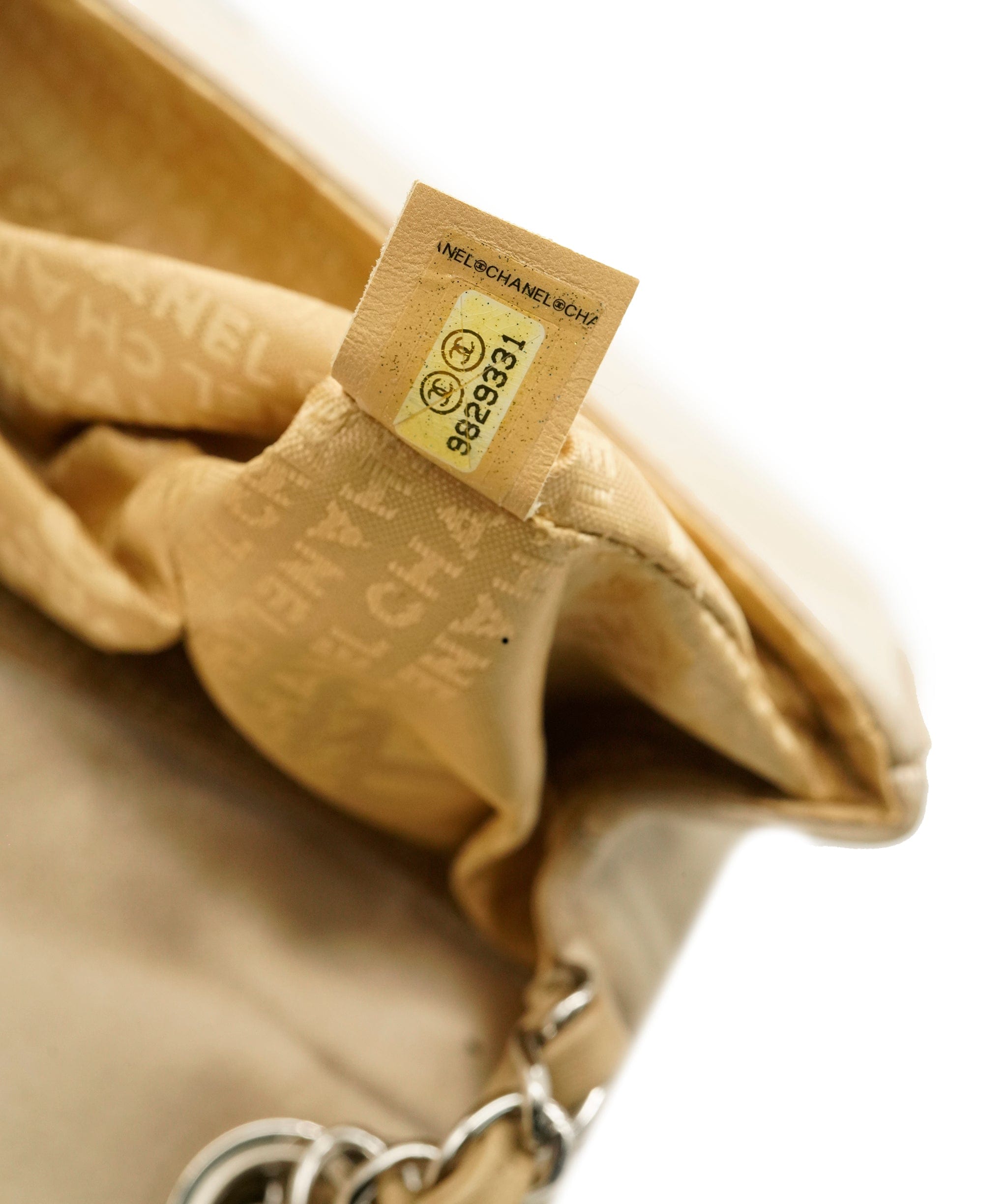 Chanel Chanel Satin Beige CC Pearl Clutch Shoulder Bag ALC2314