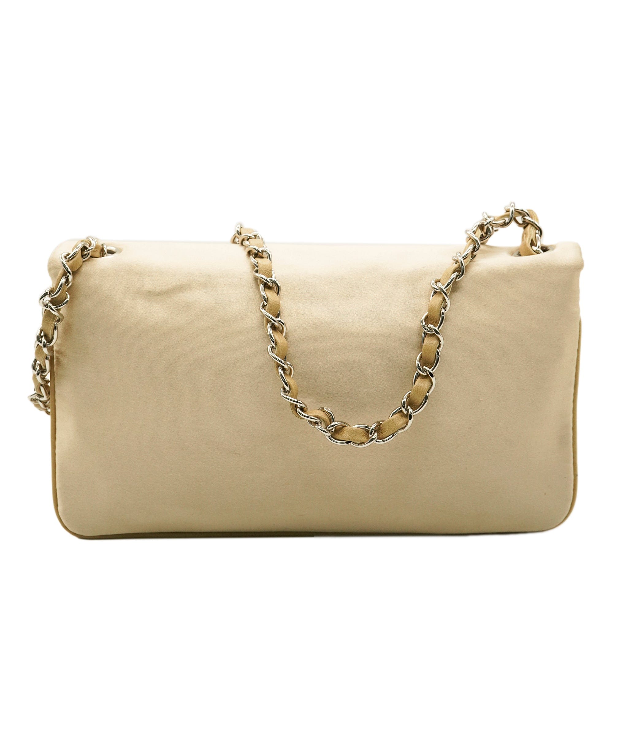 Chanel Chanel Satin Beige CC Pearl Clutch Shoulder Bag ALC2314