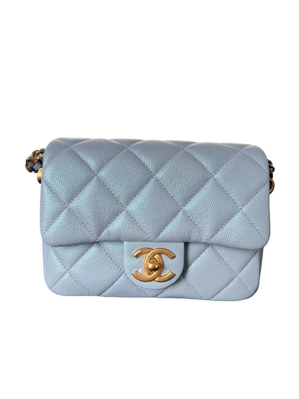Chanel Chanel Seasonal Baby Blue Caviar Flap Mini Matte GHW SYCY233