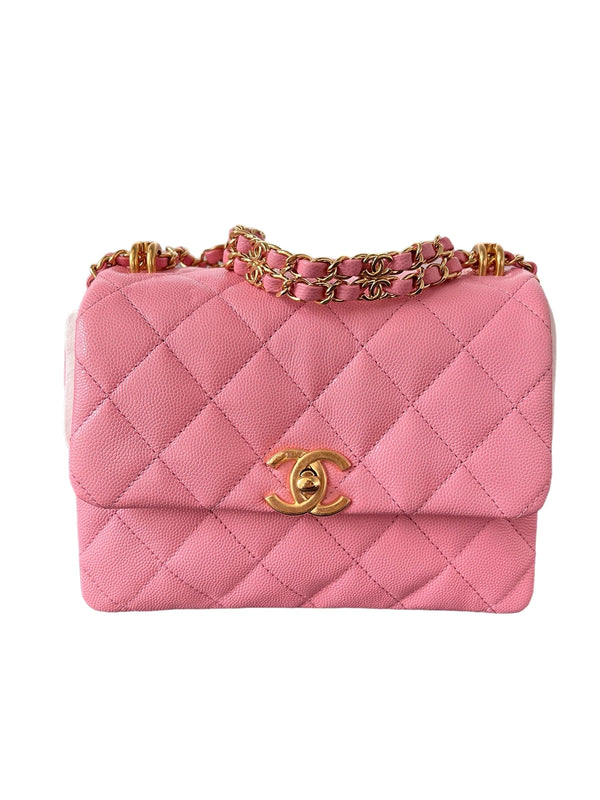 Chanel Chanel Seasonal Pink Caviar Flap Small Square Matte GHW SYCY226