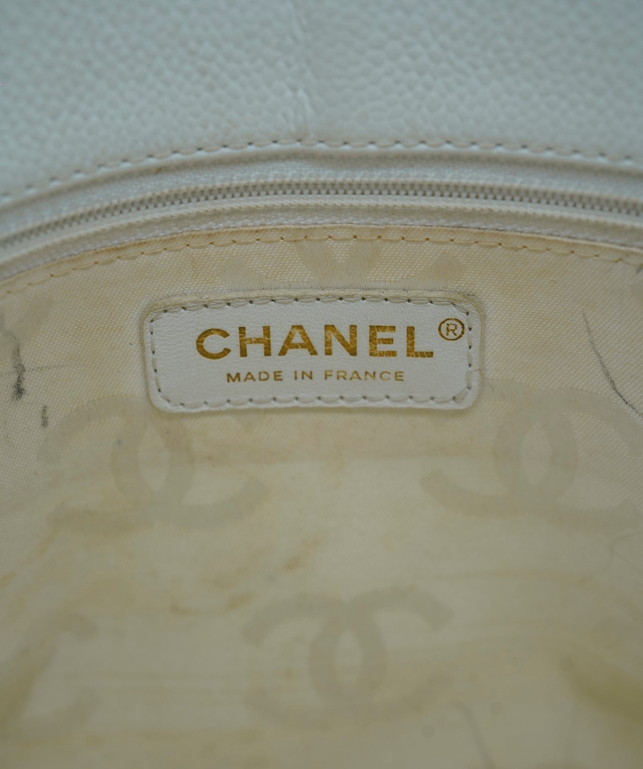 Chanel Chanel Shopping Bag caviar white CC vintage AVC1236