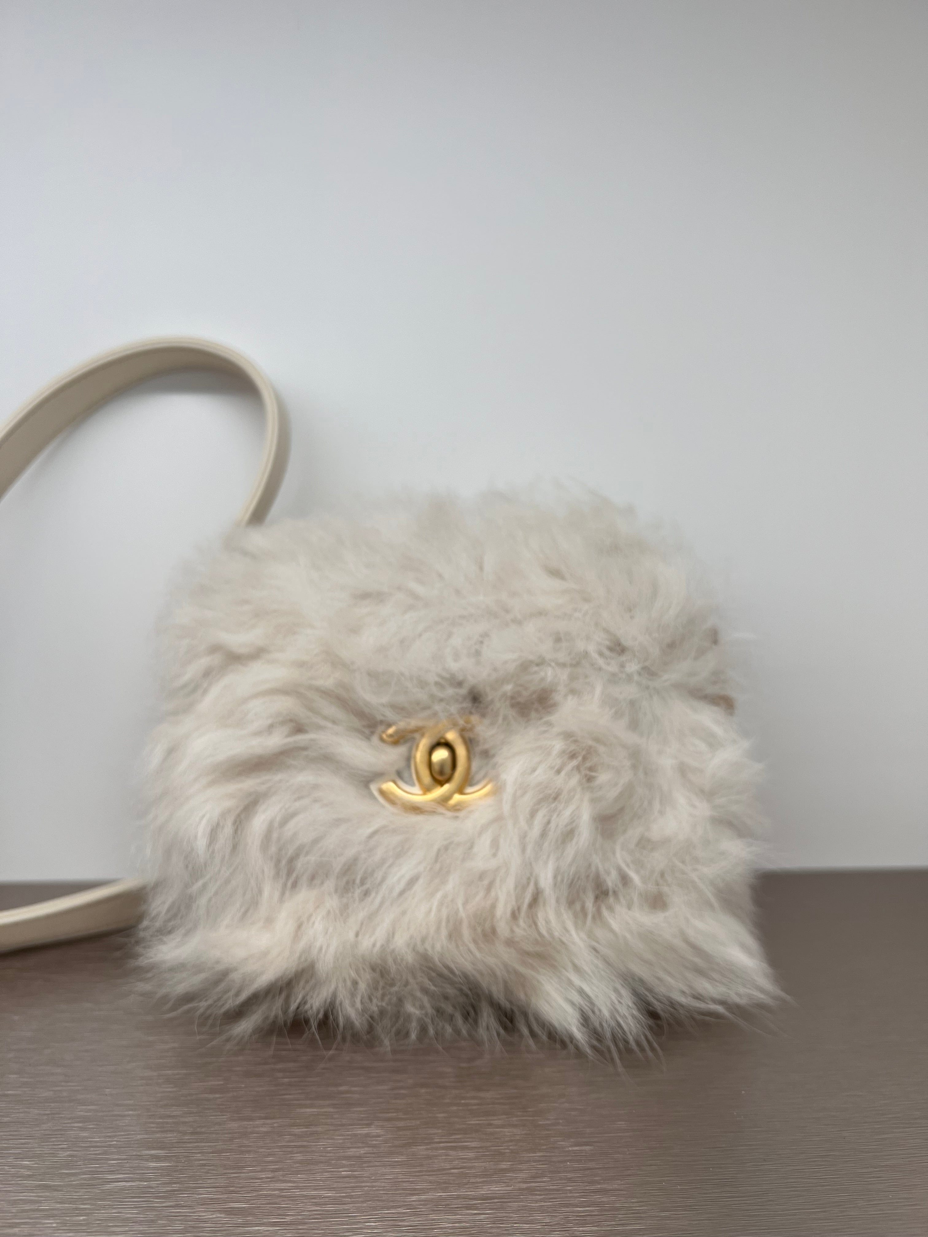 Chanel Chanel Shoulder Bag Cream Fur GHW SKCX4039