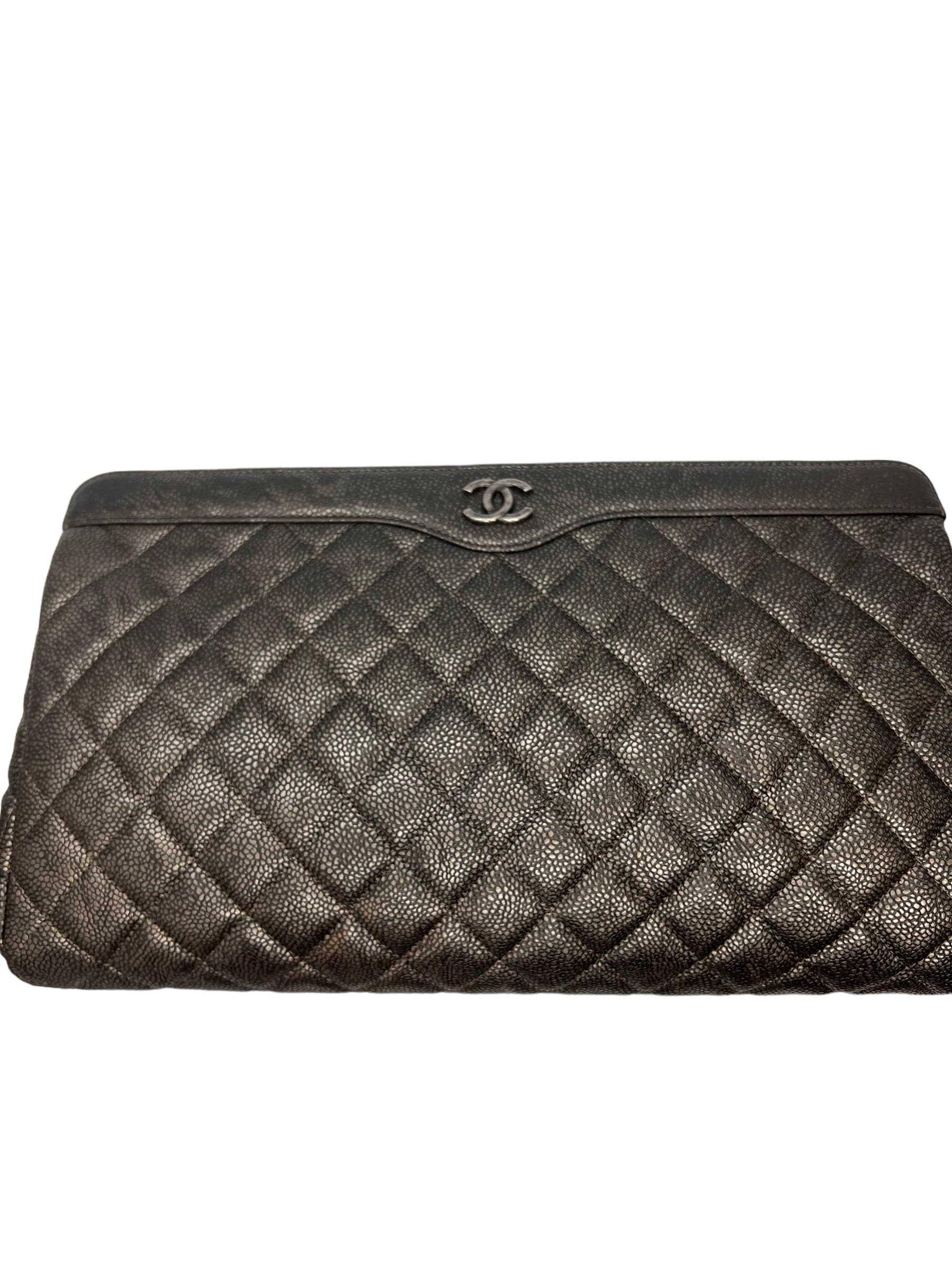 Chanel Chanel Silver Caviar Clutch DXBK0002