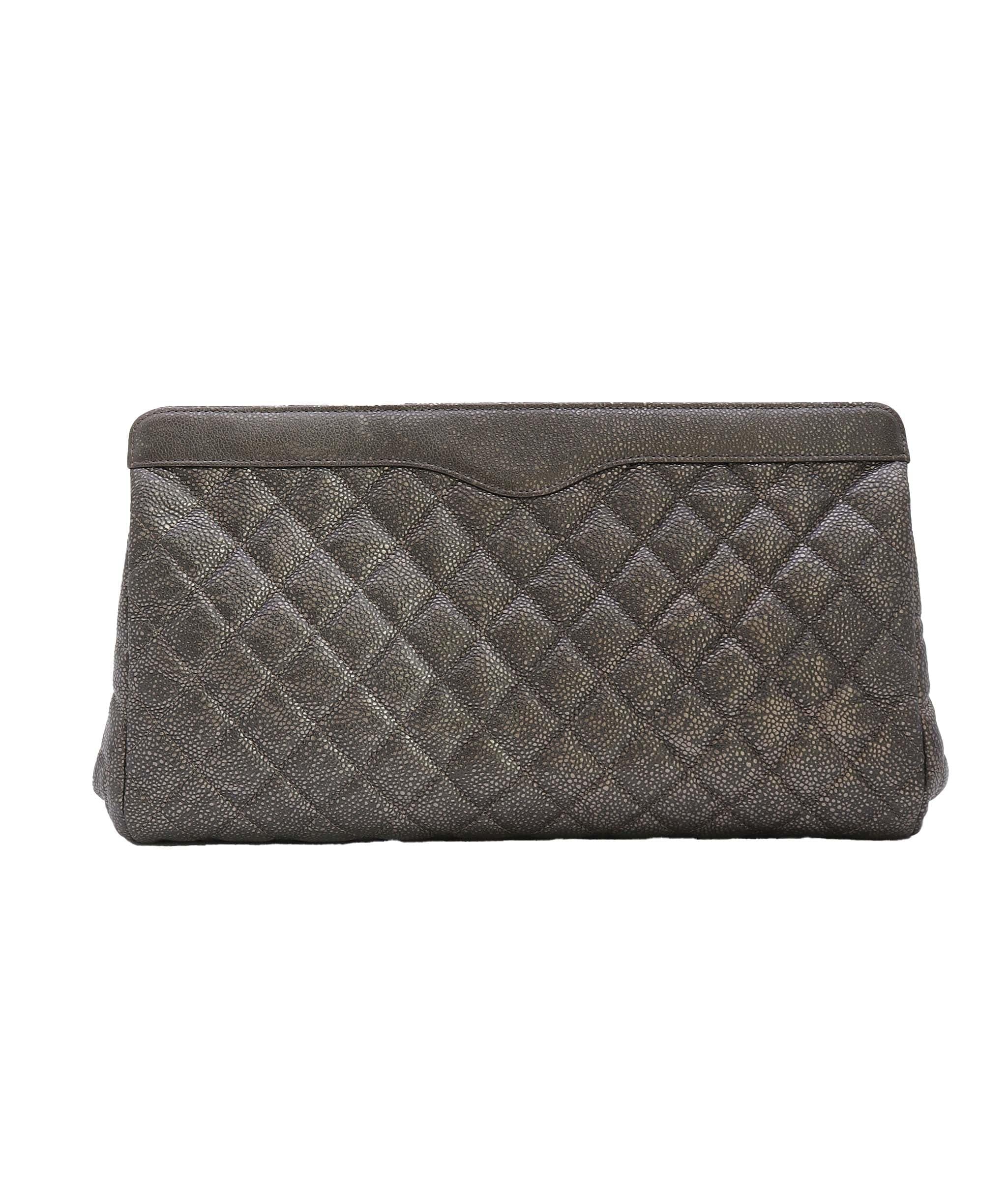 Chanel Chanel Silver Caviar Clutch DXBK0002