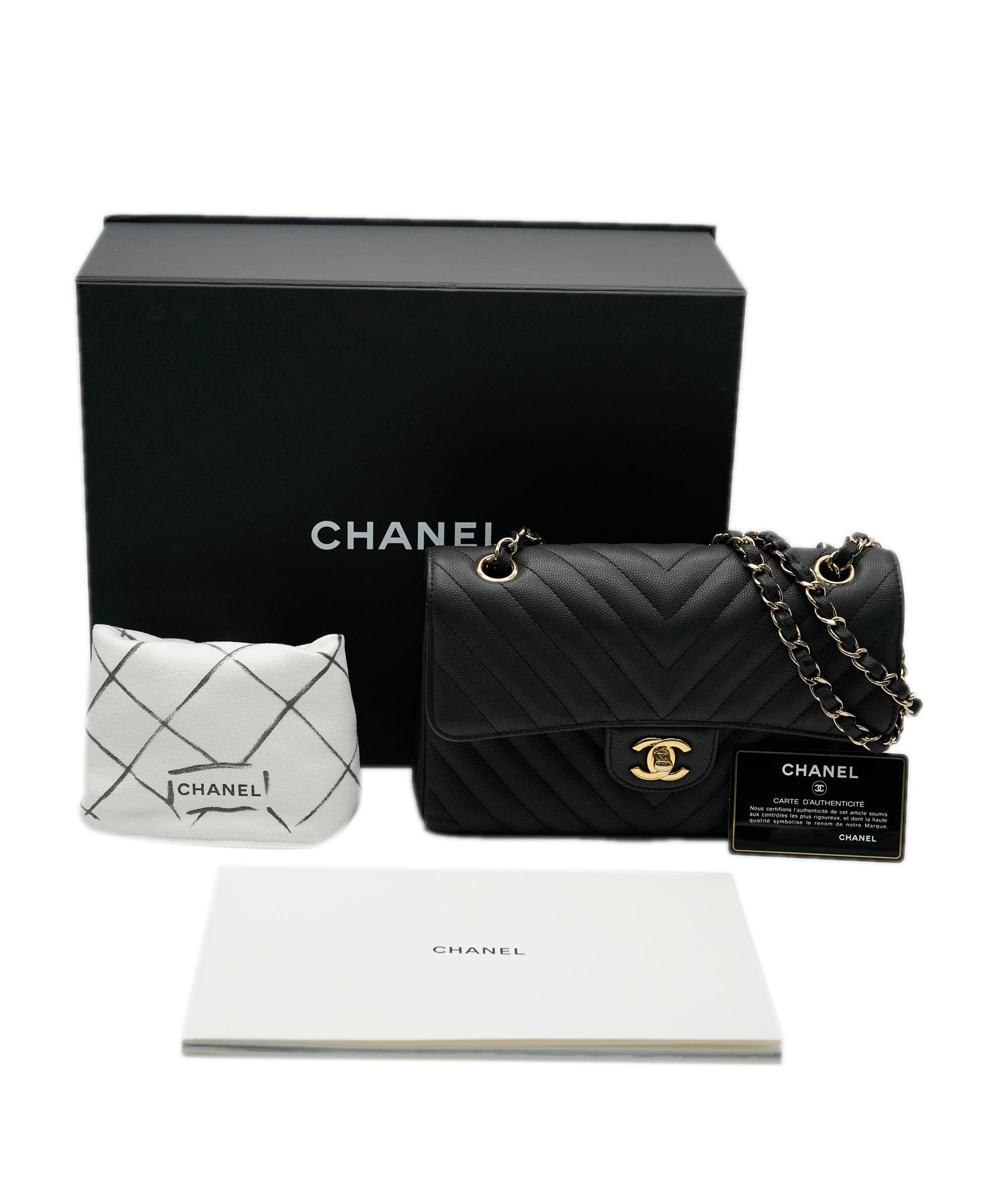 Chanel Chanel Small Classic Champagne Hardware Chevron ASC4312