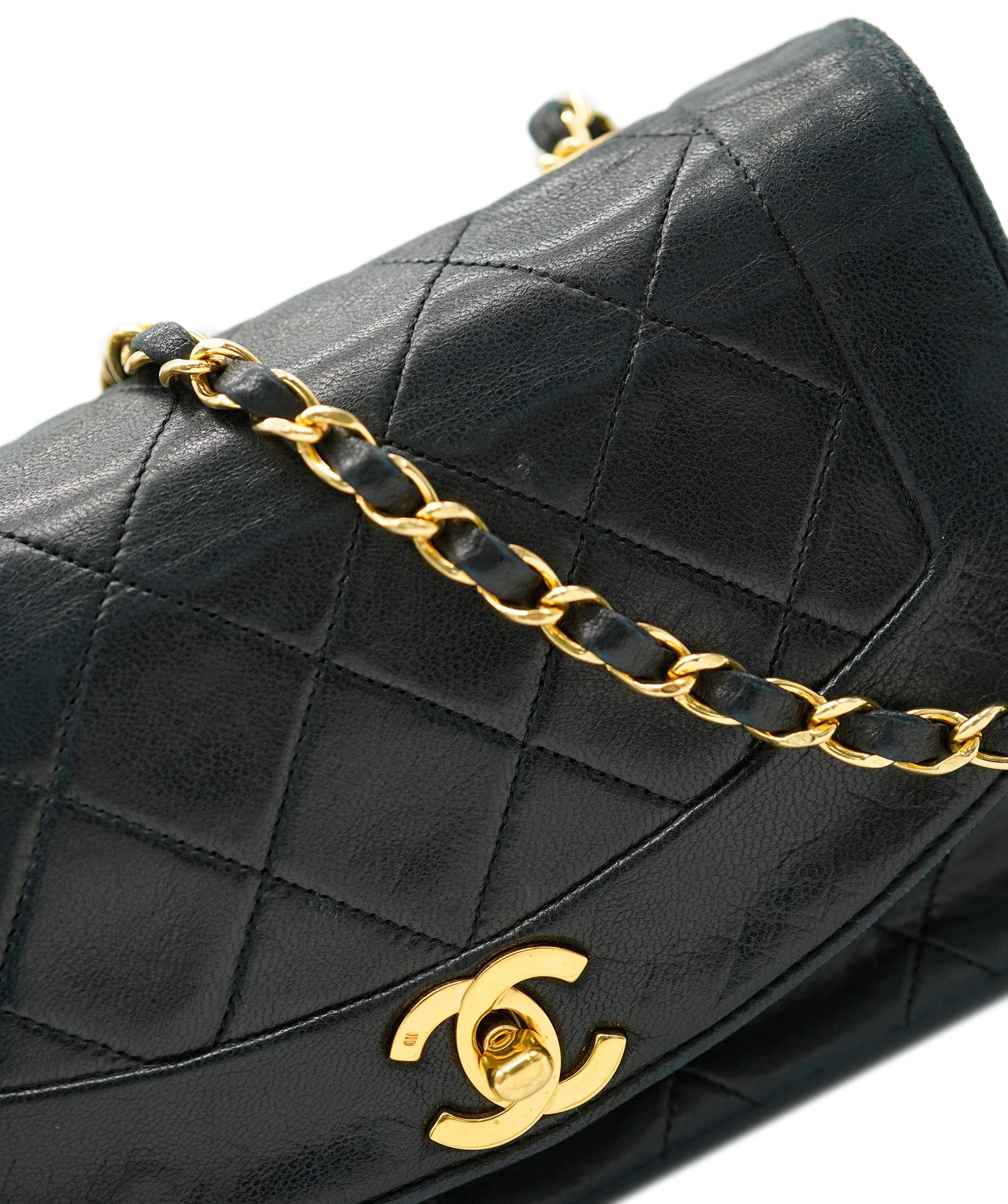 Chanel Chanel small diana black lambskin bag with GHW AJL0187