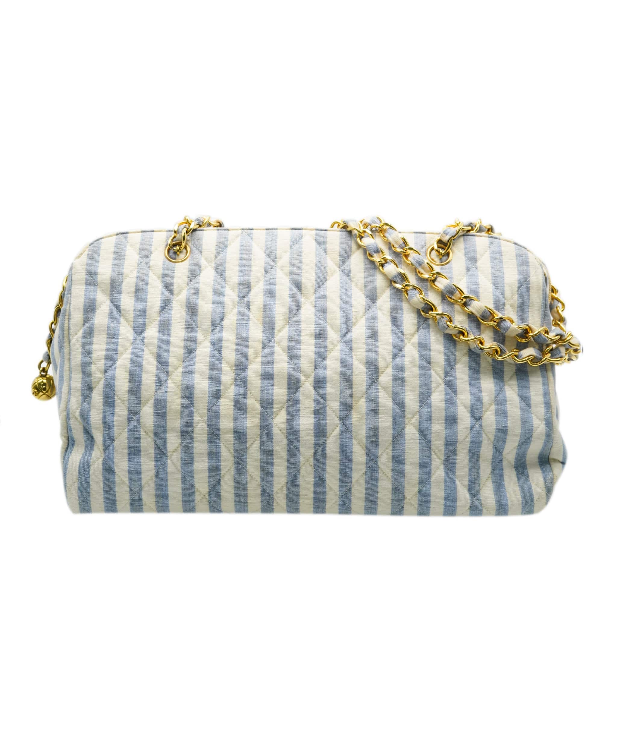 Chanel Chanel Striped Canvas Tote Bag CC 24k Gilded Hardware  AGC1663
