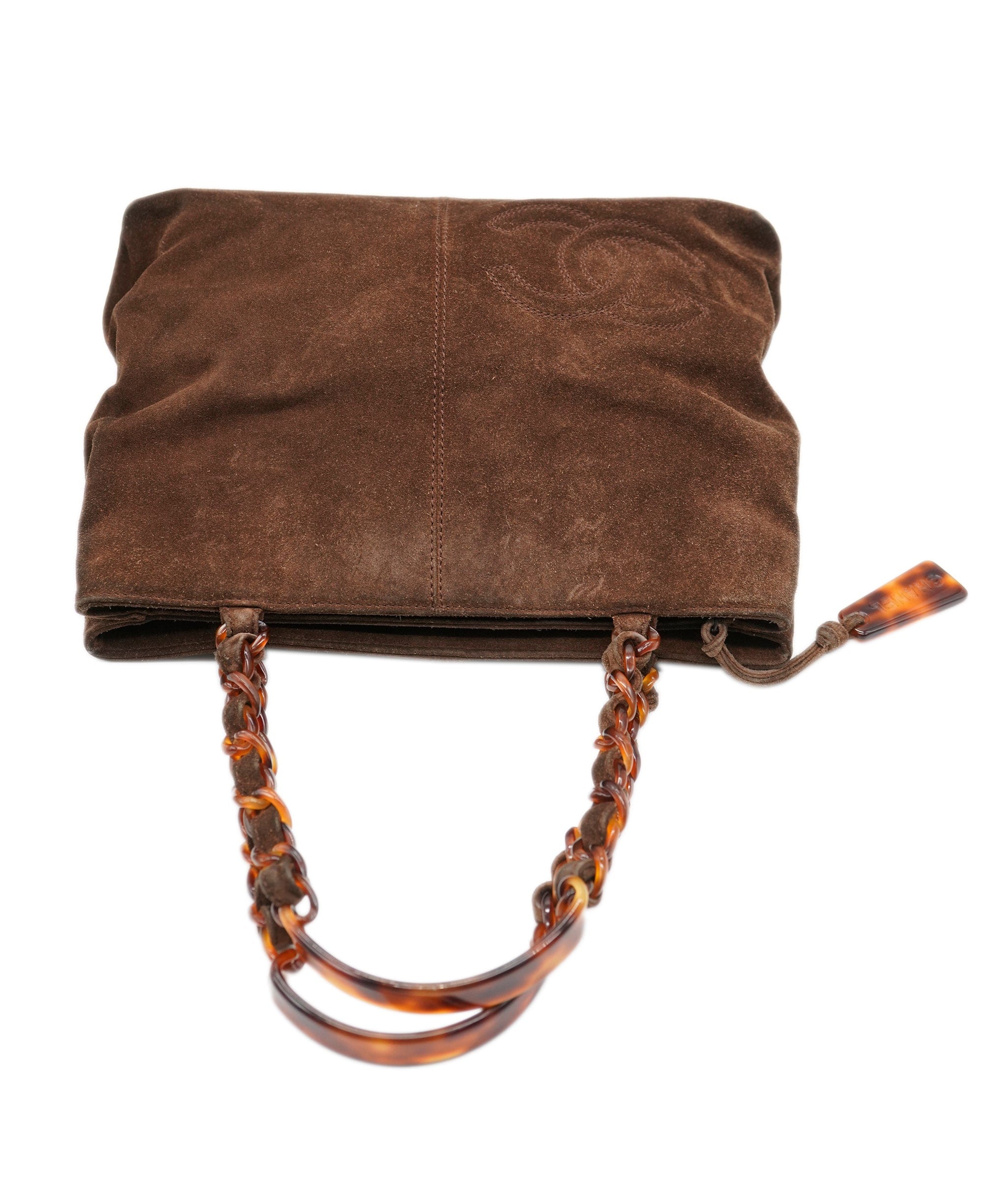 Chanel Chanel Suede Brown CC Shoulder Bag  ALC2385