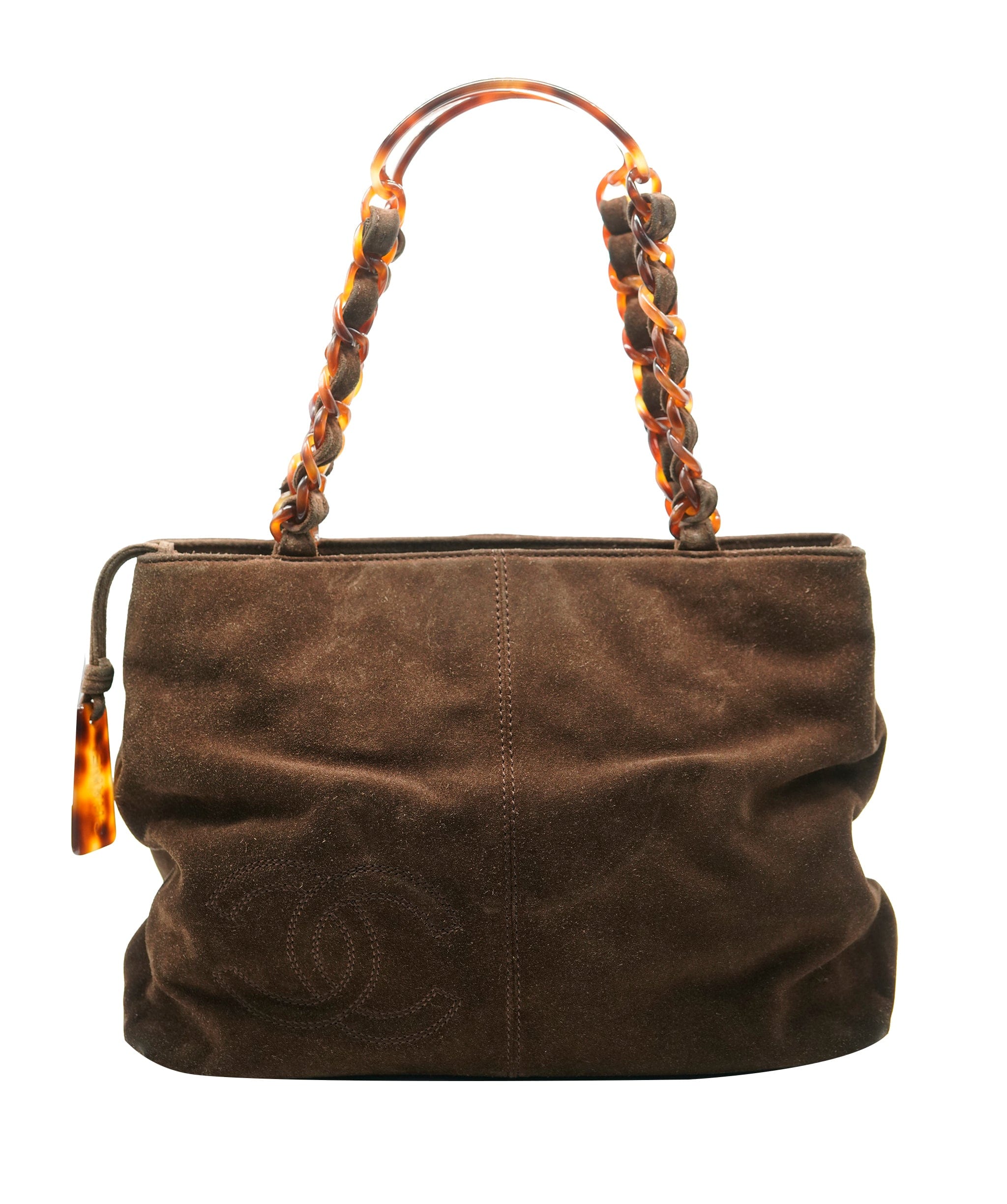 Chanel Chanel Suede Brown CC Shoulder Bag  ALC2385