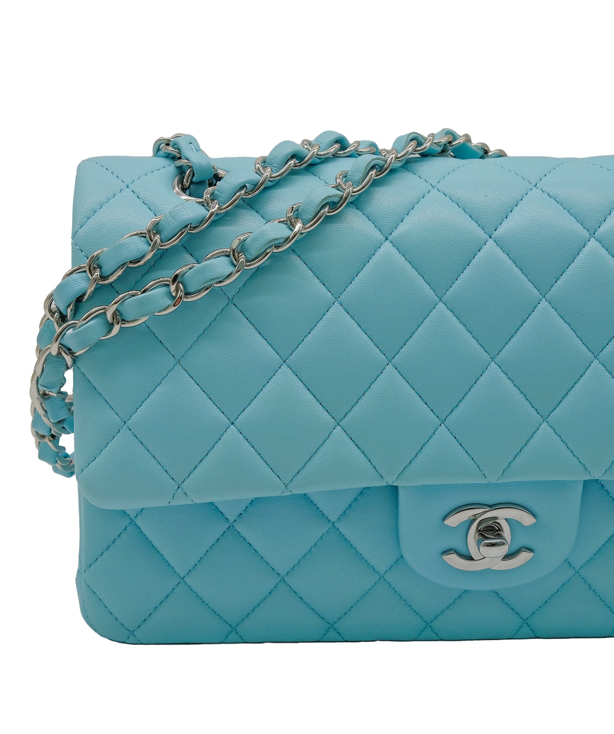 Chanel Chanel Tiffany Blue Medium Lambskin Classic Flap RJC3752