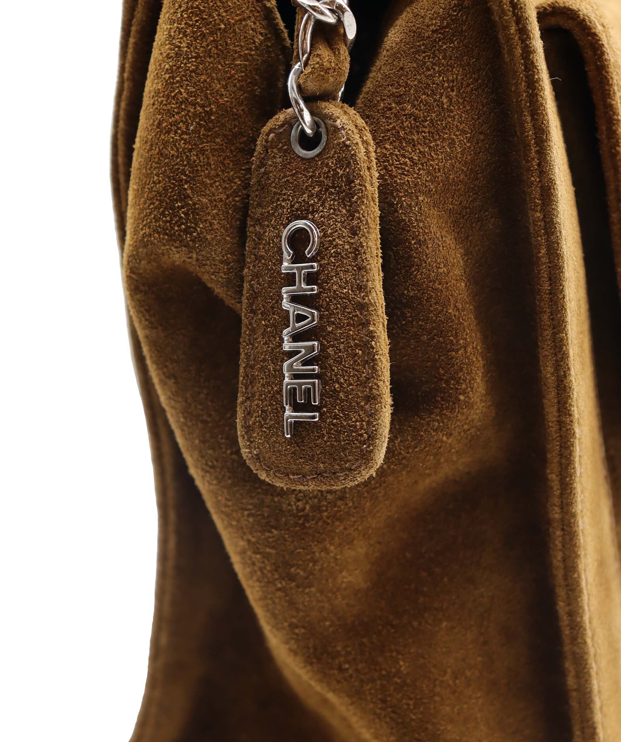 Chanel Chanel Turnlock Suede Tore Bag Light Brown DXBS6081