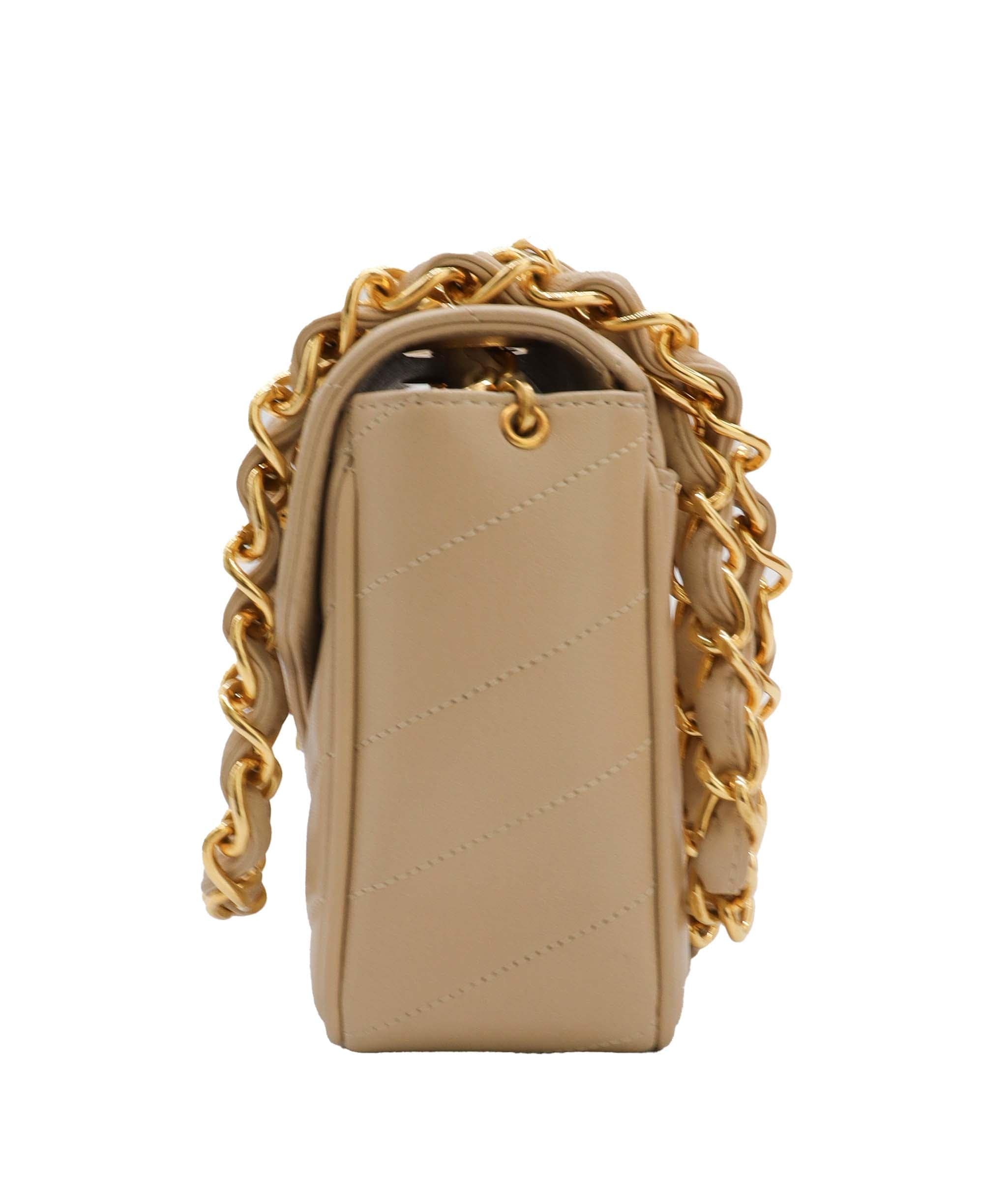 Chanel CHANEL V stitch ChainShoulder Beige  DXBS0985