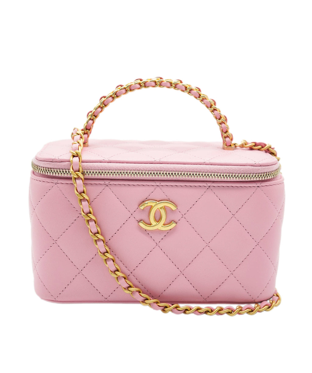 Chanel leather small cosmetic box Vanity case purple bag rose  Girly bags  Purple bags Bags