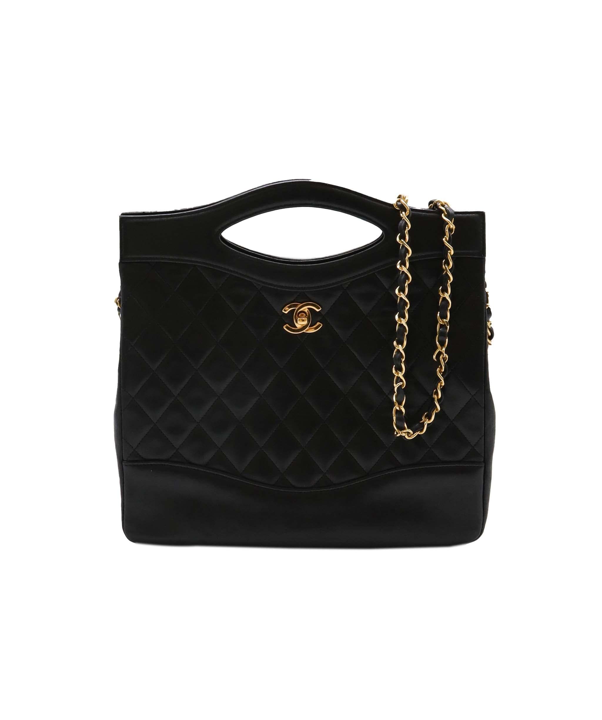 Chanel CHANEL VINTAGE 2WAY  SHOULDER BAG BLACK LAMBSKIN 90239090